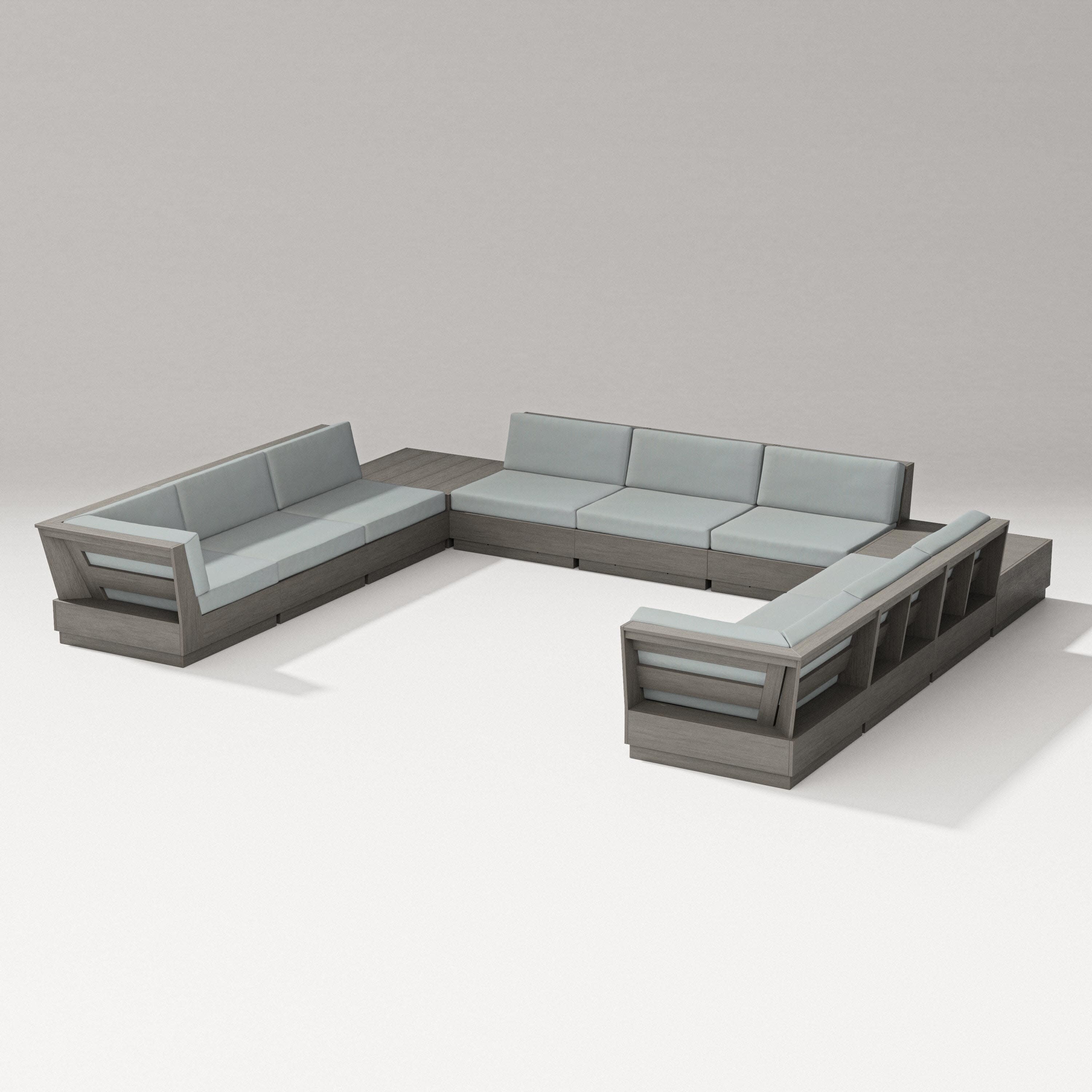 Elevate 11-Piece U-Shaped Sofa Sectional in Driftwood / Spa