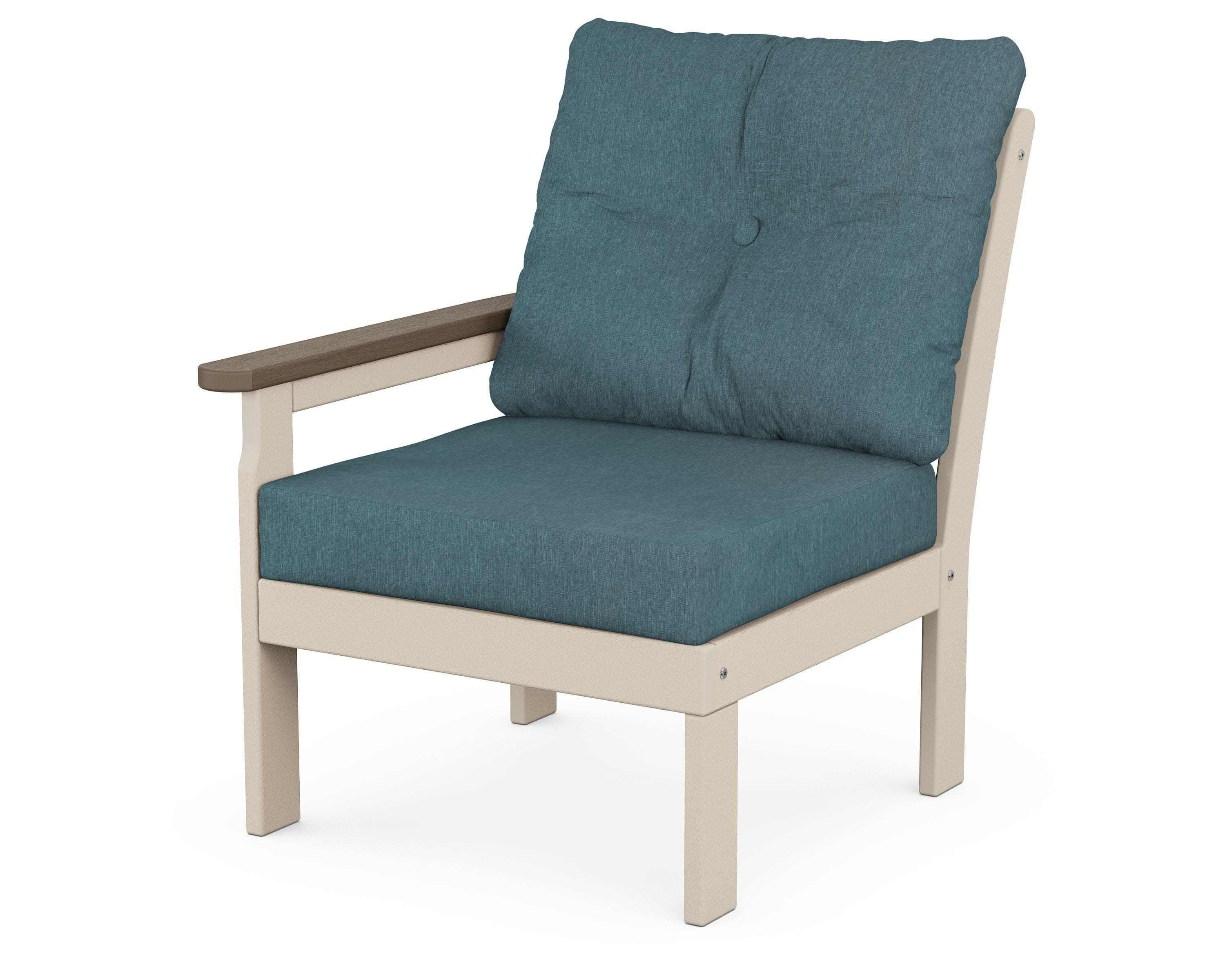 Vineyard Modular Left Arm Chair in Sand / Kona / Ocean Teal