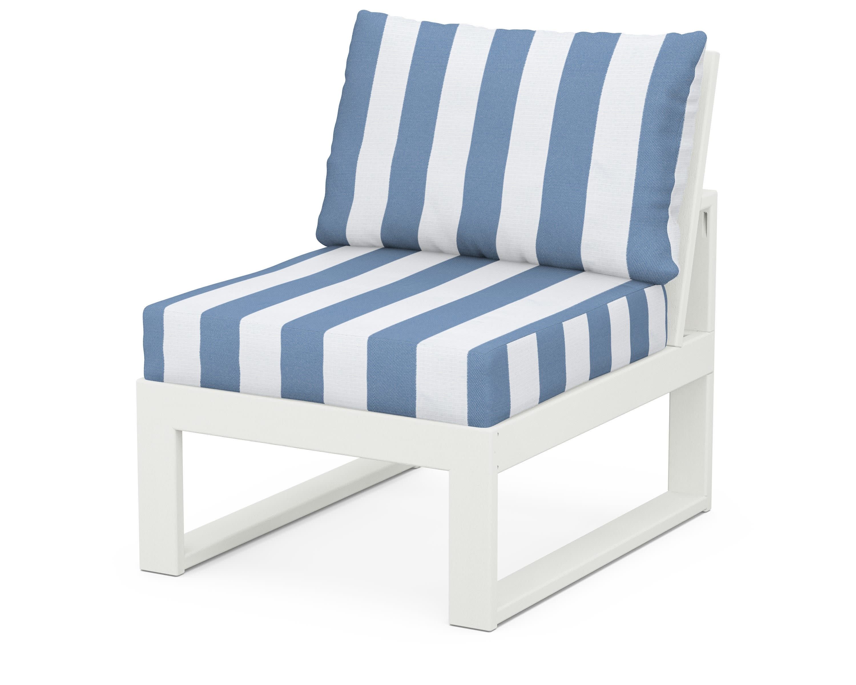 Modular Armless Chair in Vintage White / Cabana Stripe Sky Blue