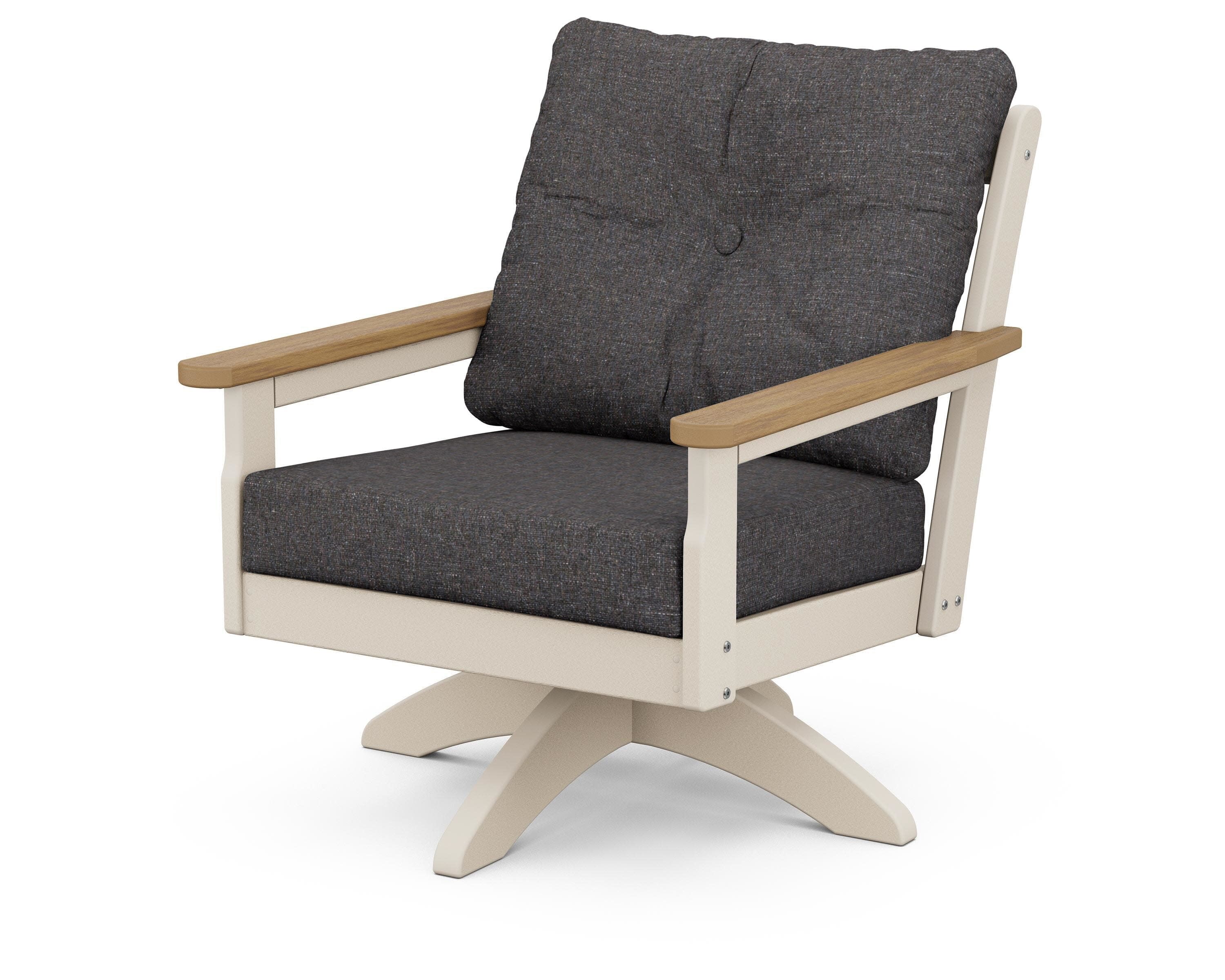 Vineyard Deep Seating Swivel Chair in Sand / Natural / Ash Charcoal