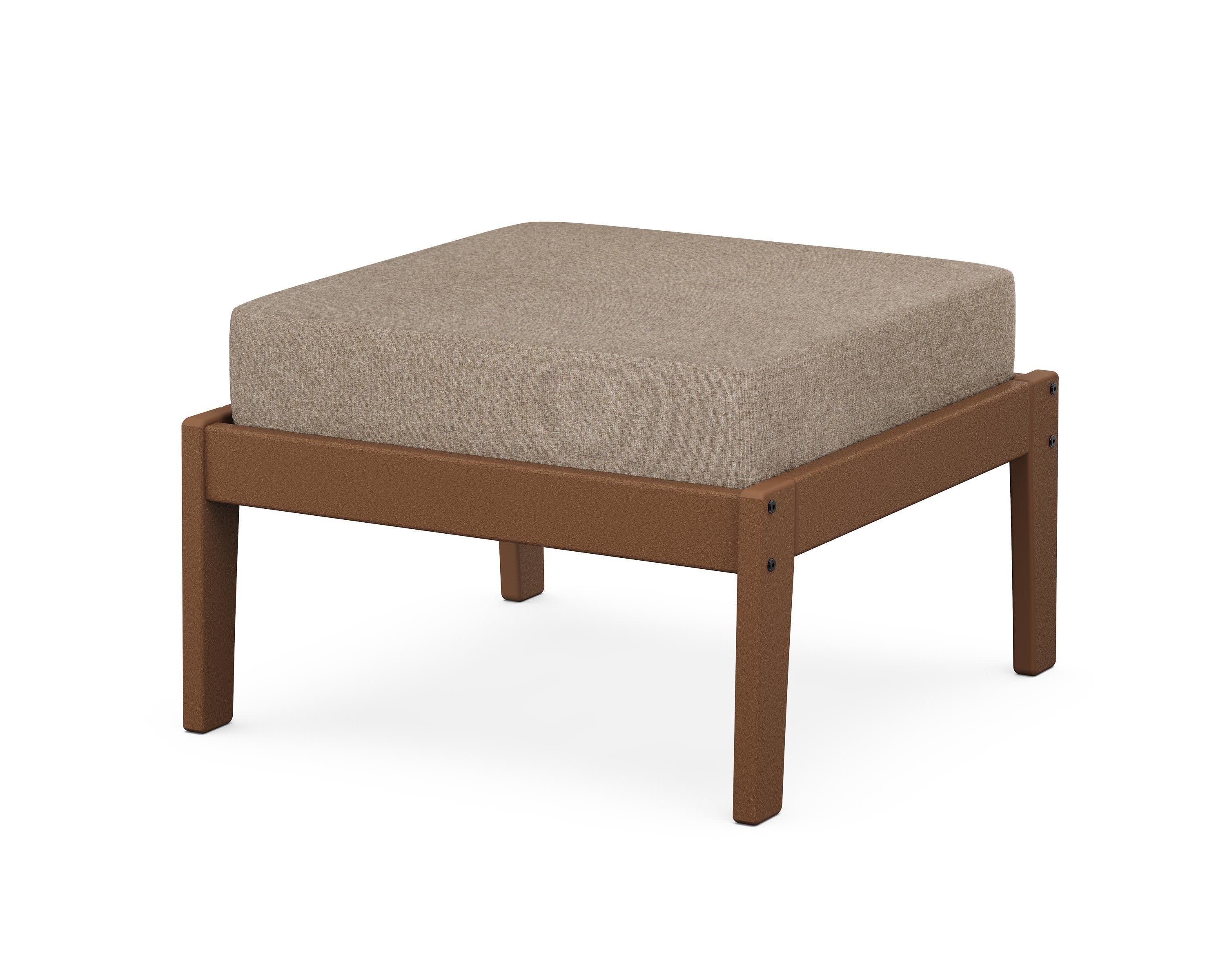 Deep Seating Ottoman in Teak / Spiced Burlap