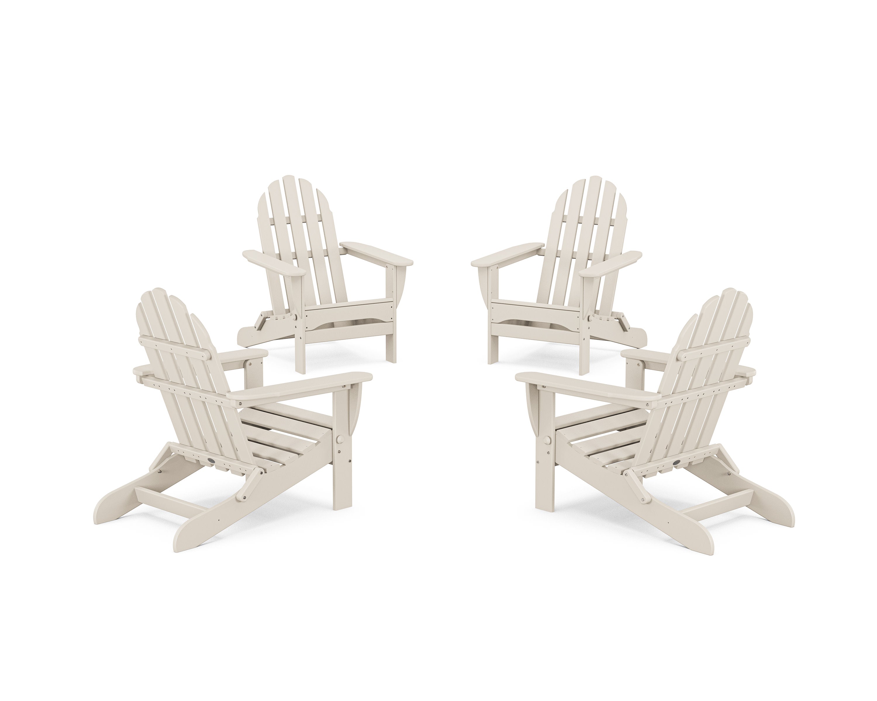 4-Piece Classic Folding Adirondack Conversation Set in Sand