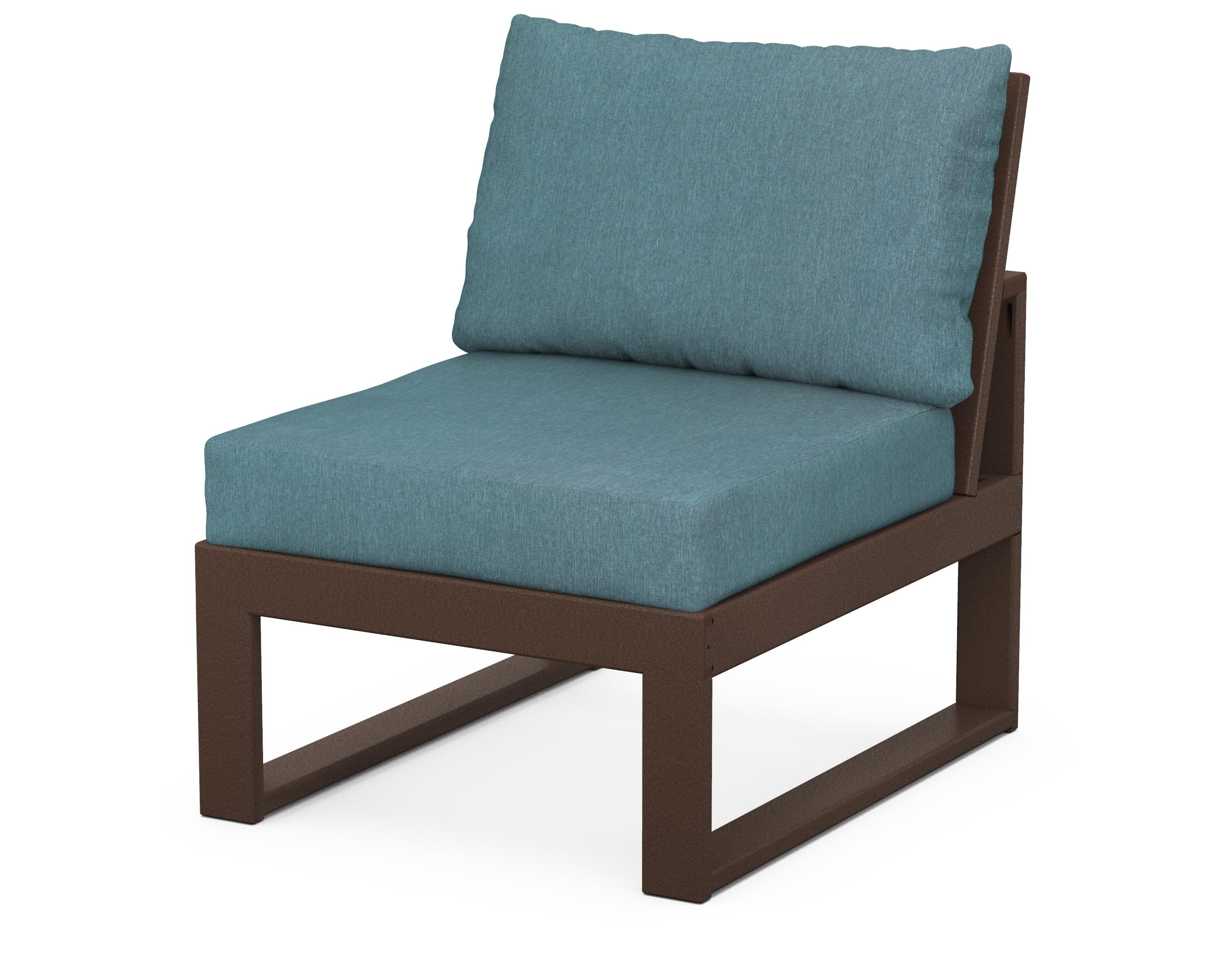 Modular Armless Chair in Mahogany / Ocean Teal