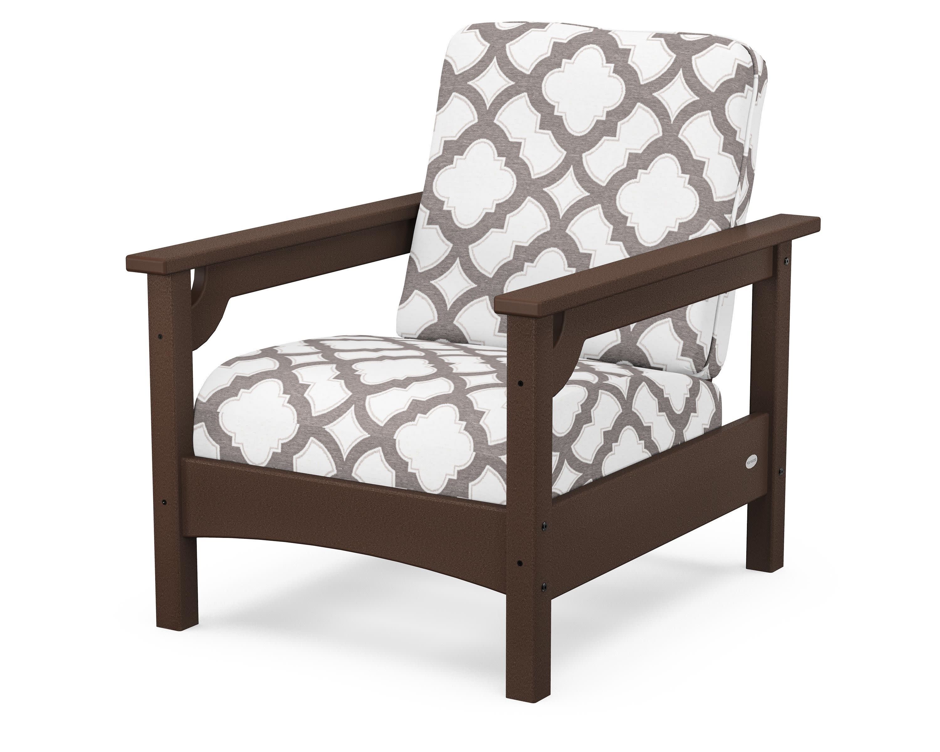 Club Chair in Mahogany / Trellis Grey Mist