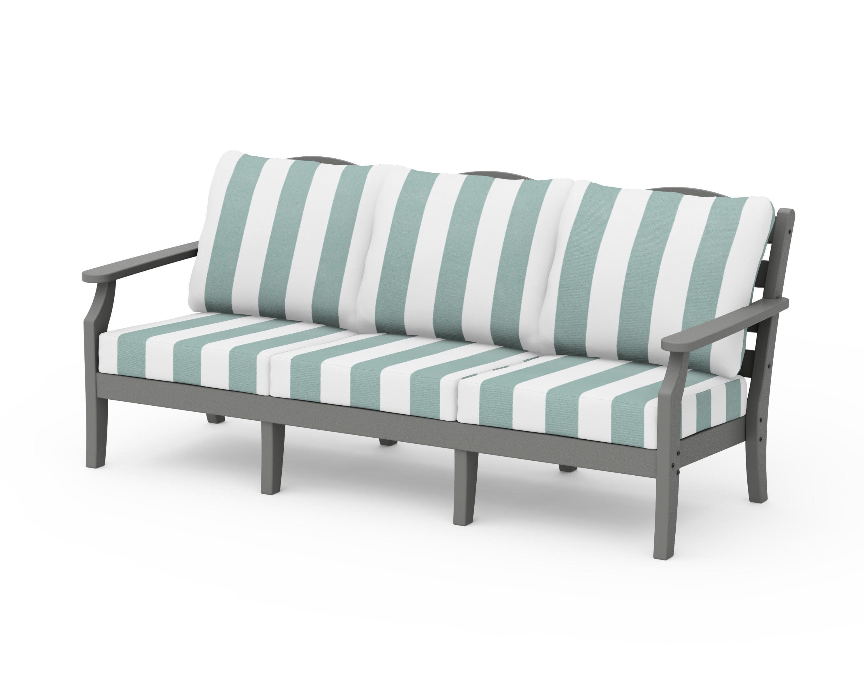 Savannah Deep Seating Sofa in Slate Grey / Cabana Stripe Glacier Spa