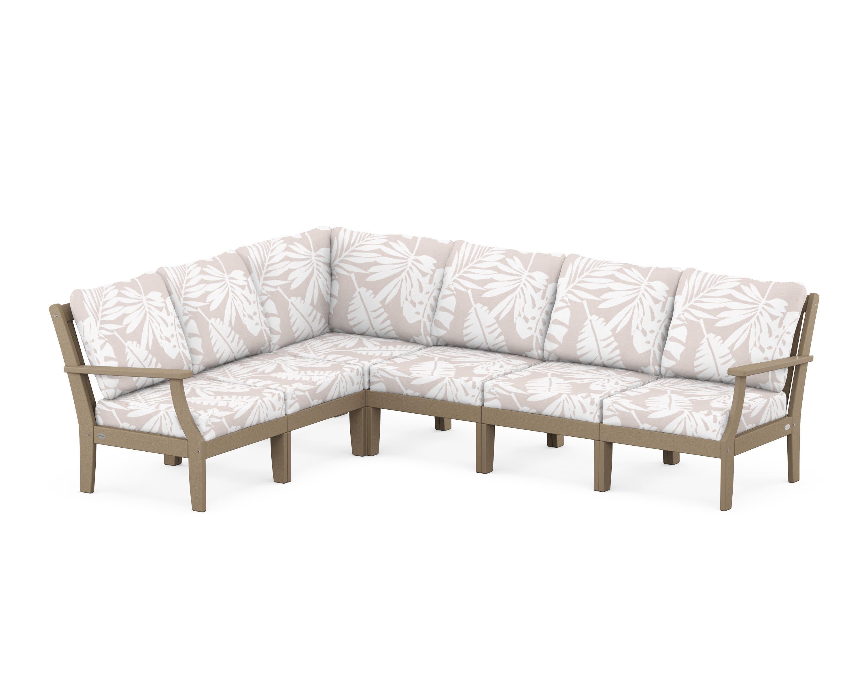 Braxton Modular 6-Piece Deep Seating Set in Vintage Sahara / Leaf Dune Burlap