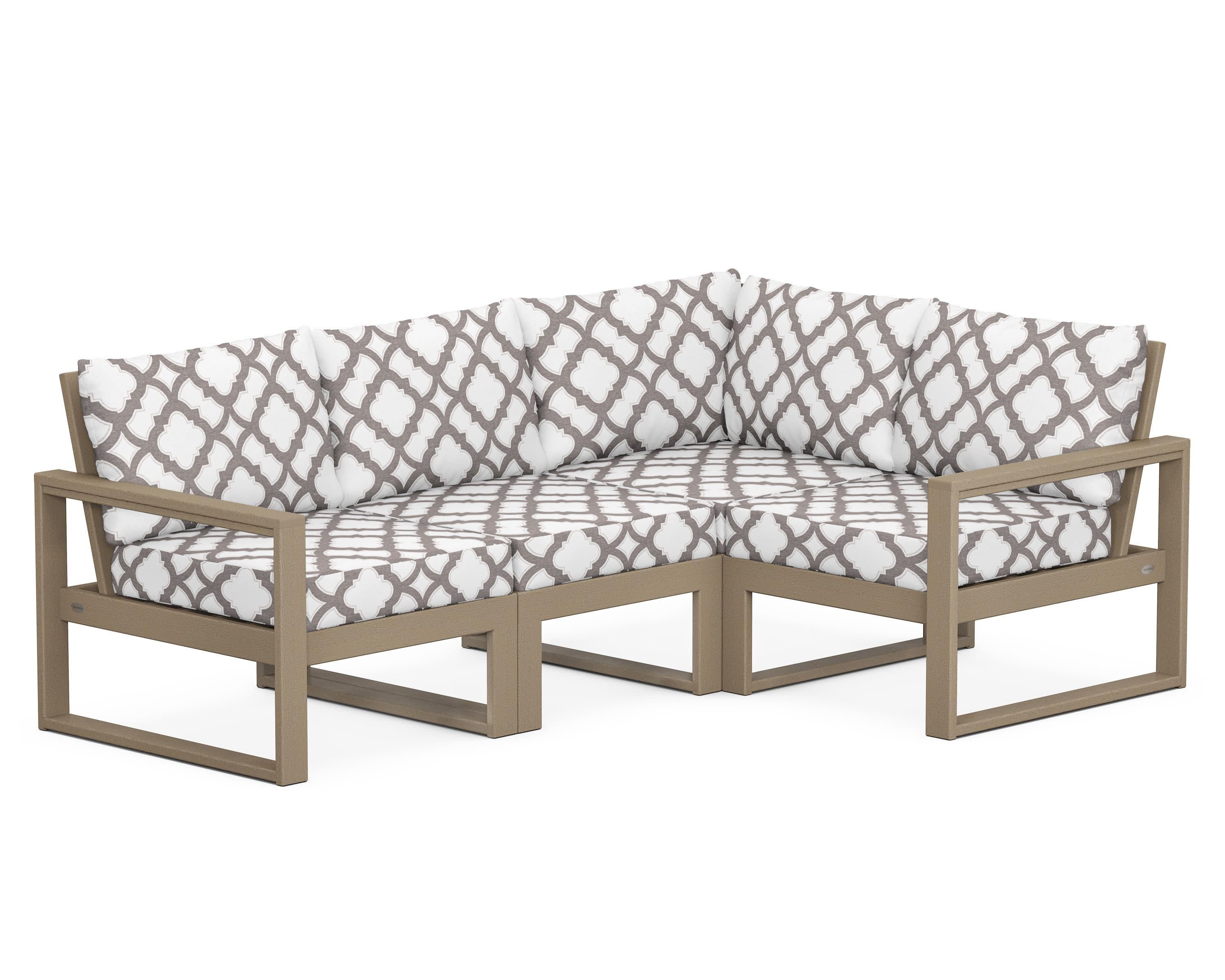 EDGE 4-Piece Modular Deep Seating Set in Vintage Sahara / Trellis Grey Mist