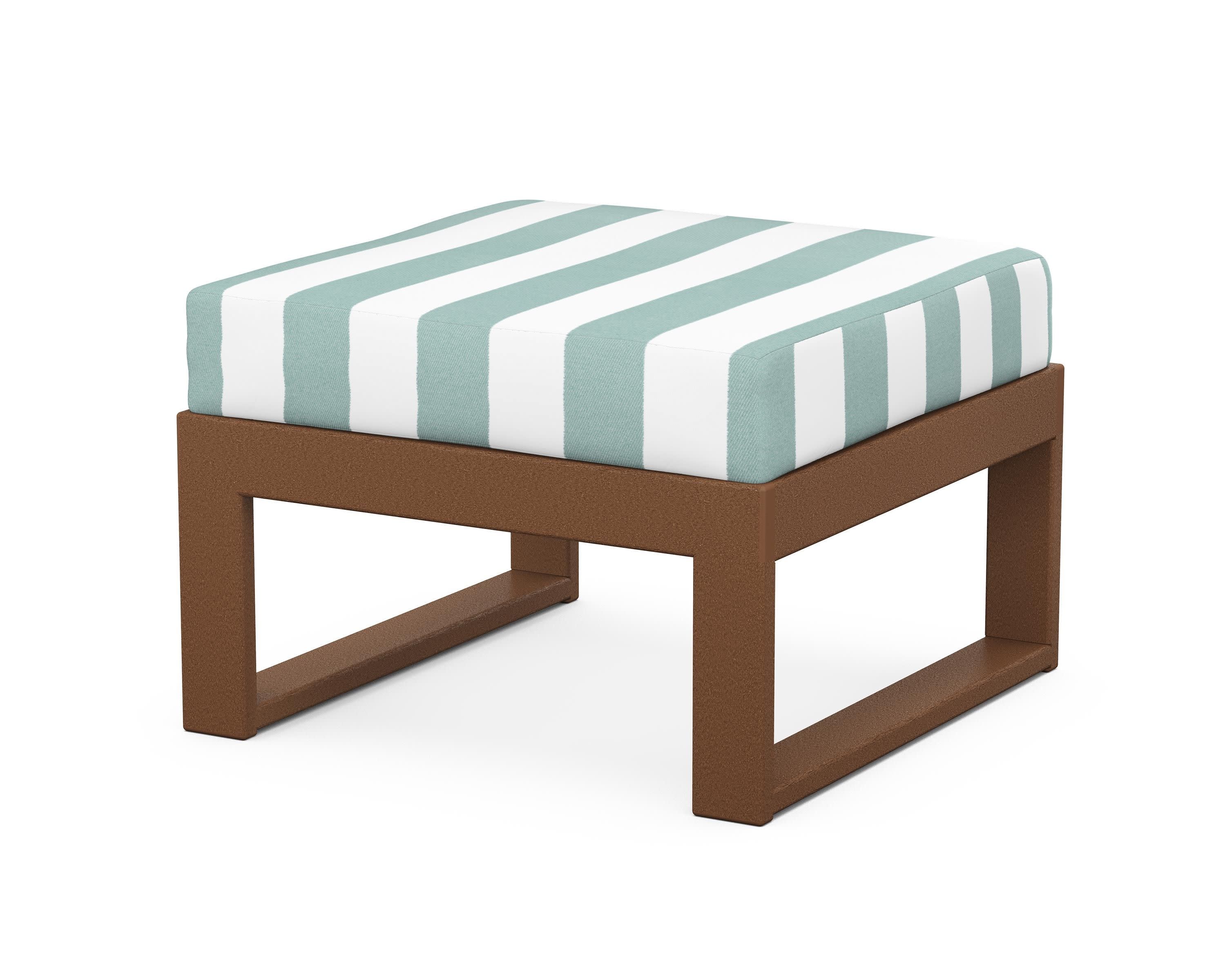 Modular Ottoman - Modern in Teak / Cabana Stripe Glacier Spa