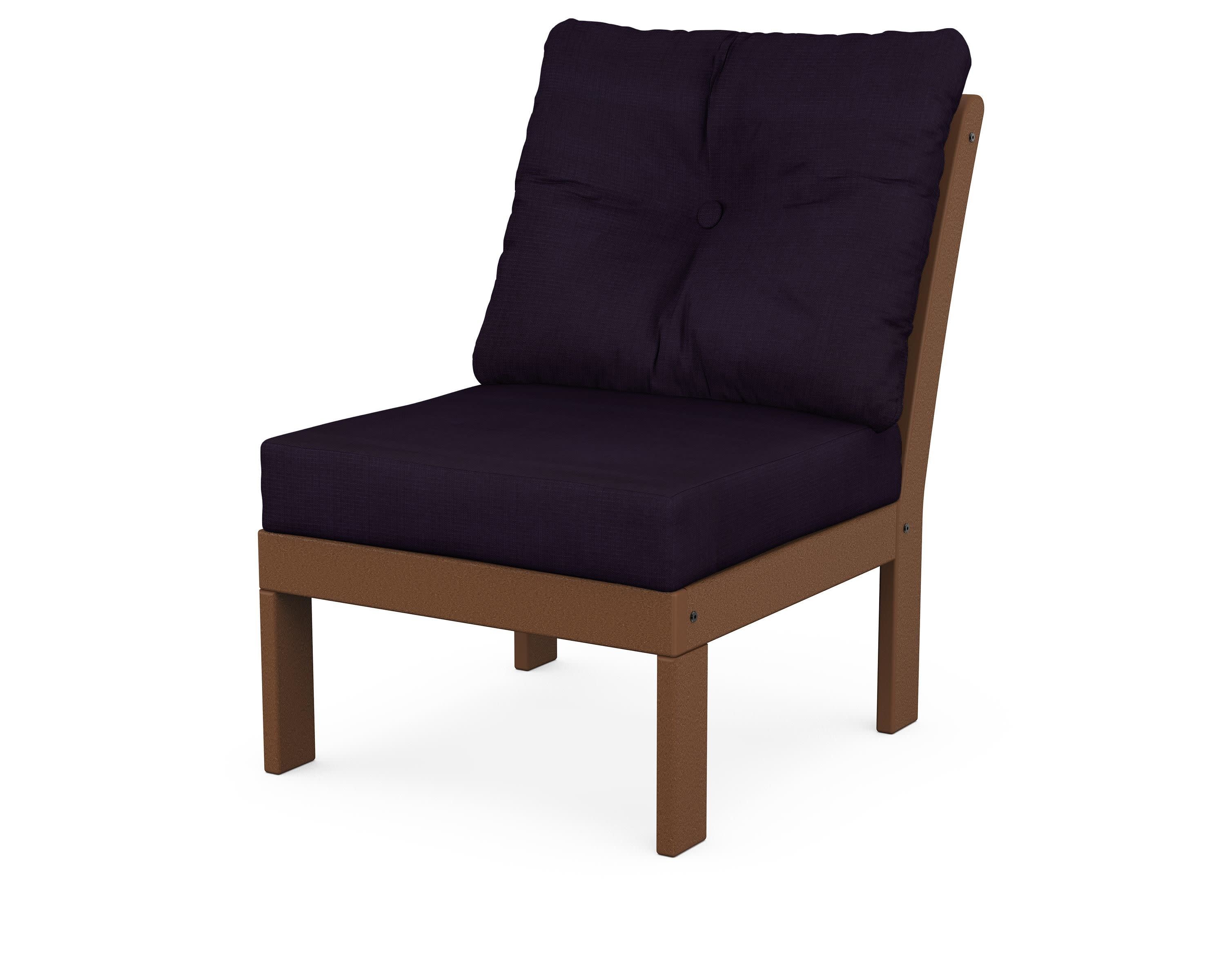 Vineyard Modular Armless Chair in Teak / Navy Linen