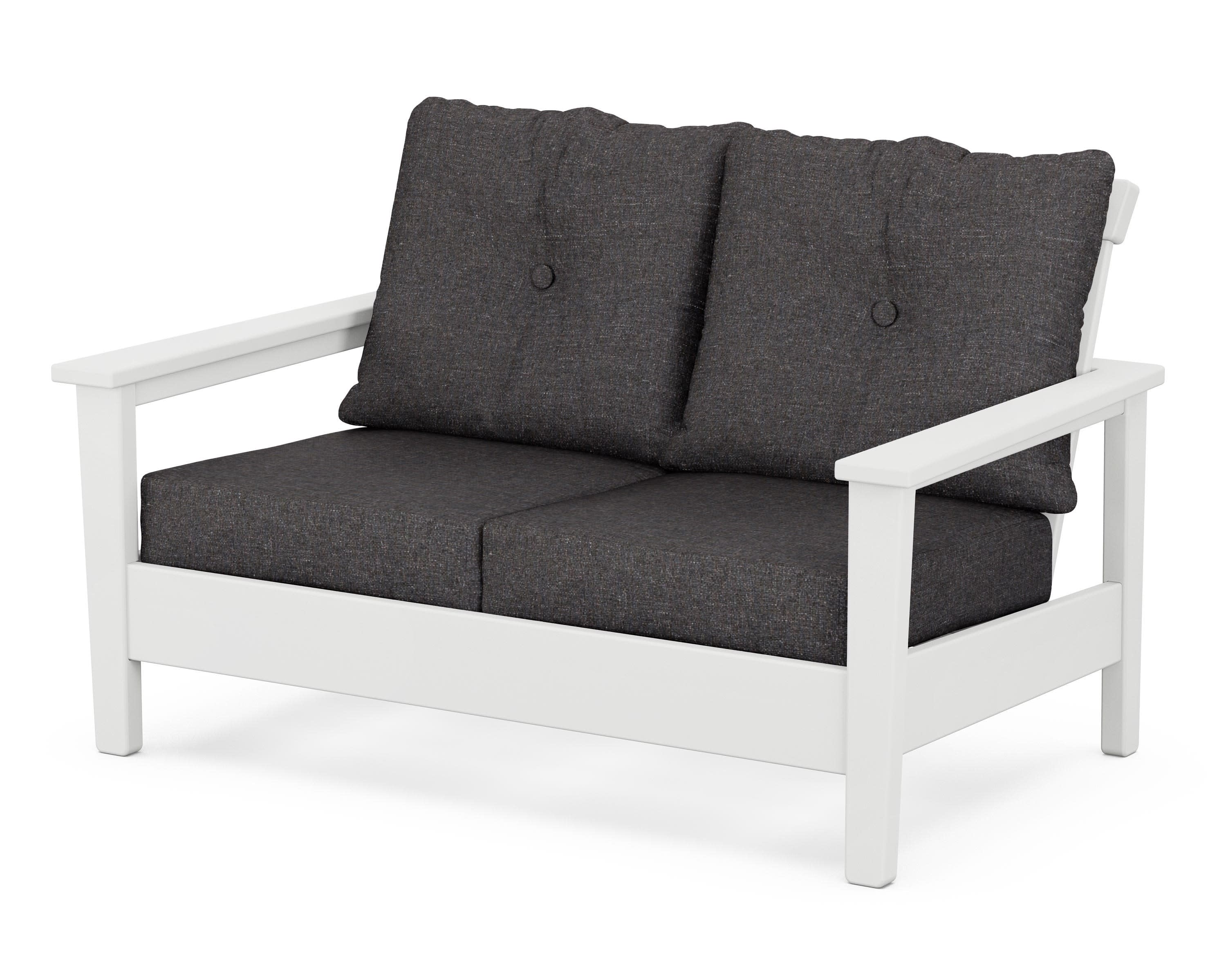 Prescott Deep Seating Loveseat in White / Ash Charcoal