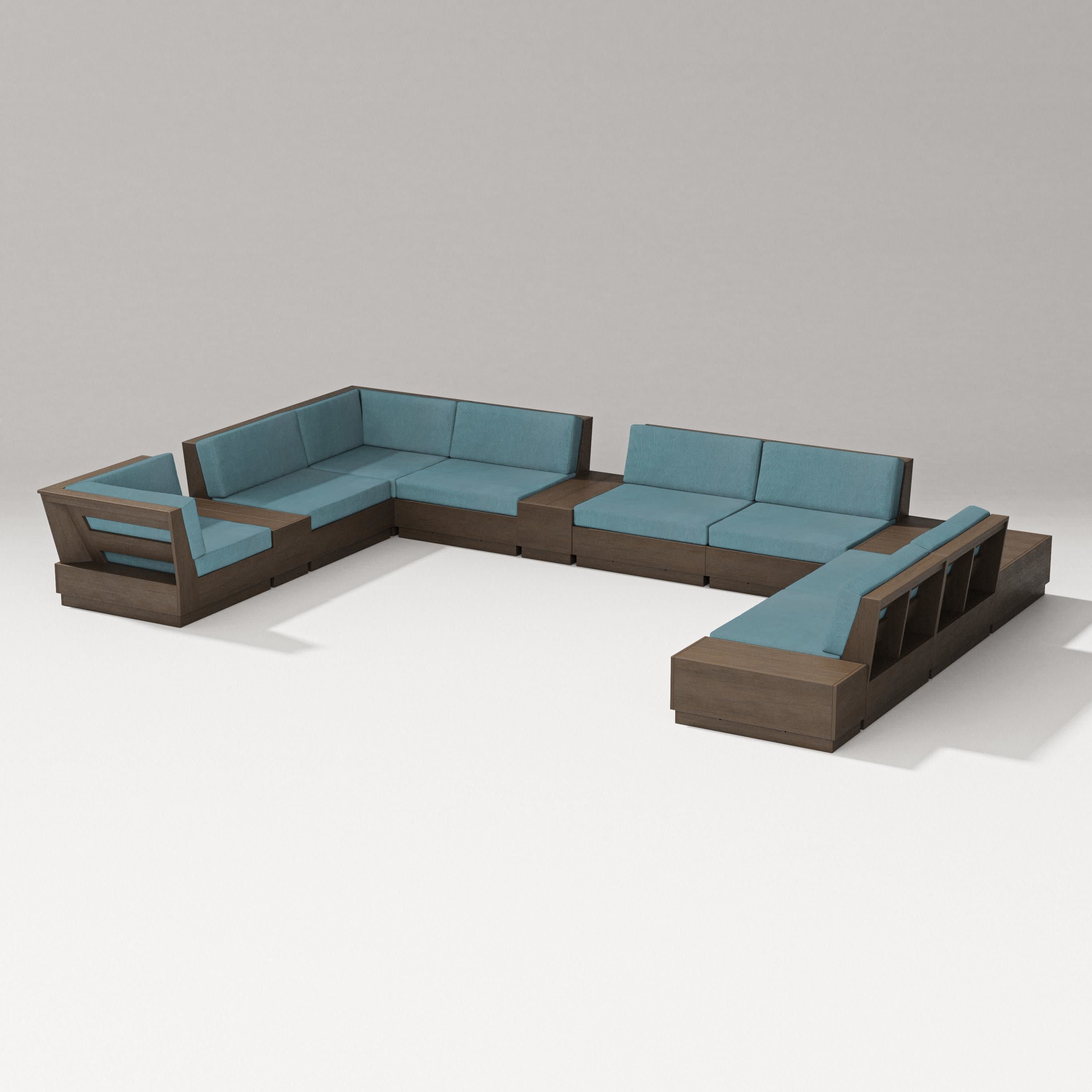 Elevate 12-Piece Conversation Sectional Set in Kona / Ocean Teal