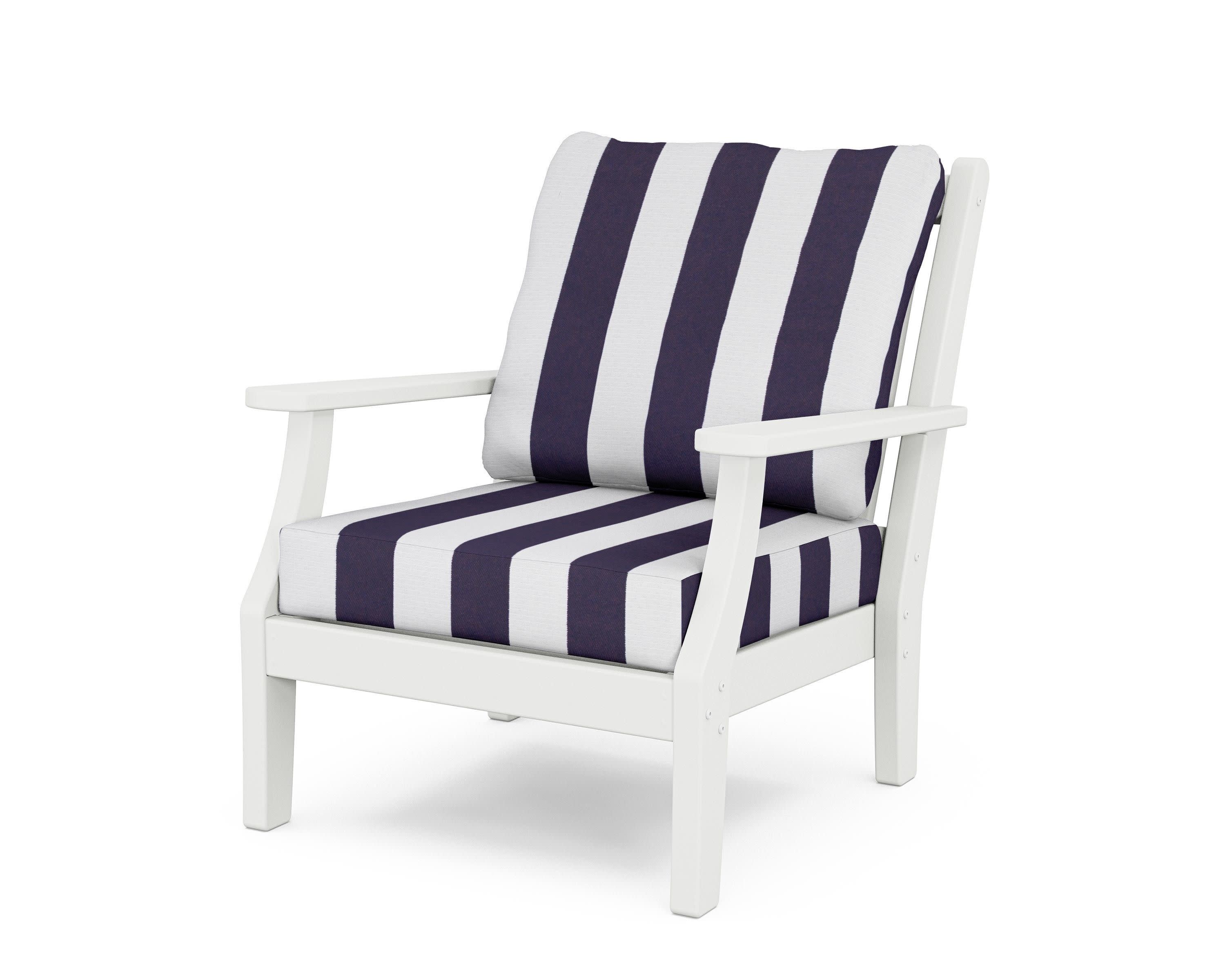 Wovendale Deep Seating Chair in White / Cabana Stripe Navy