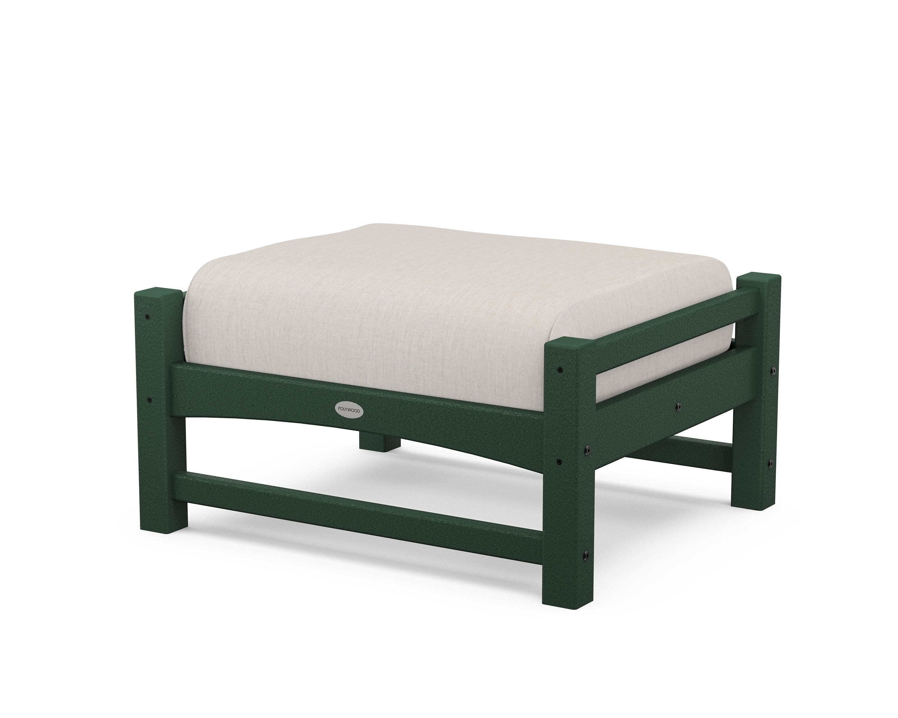 Club Ottoman in Green / Cast Ash