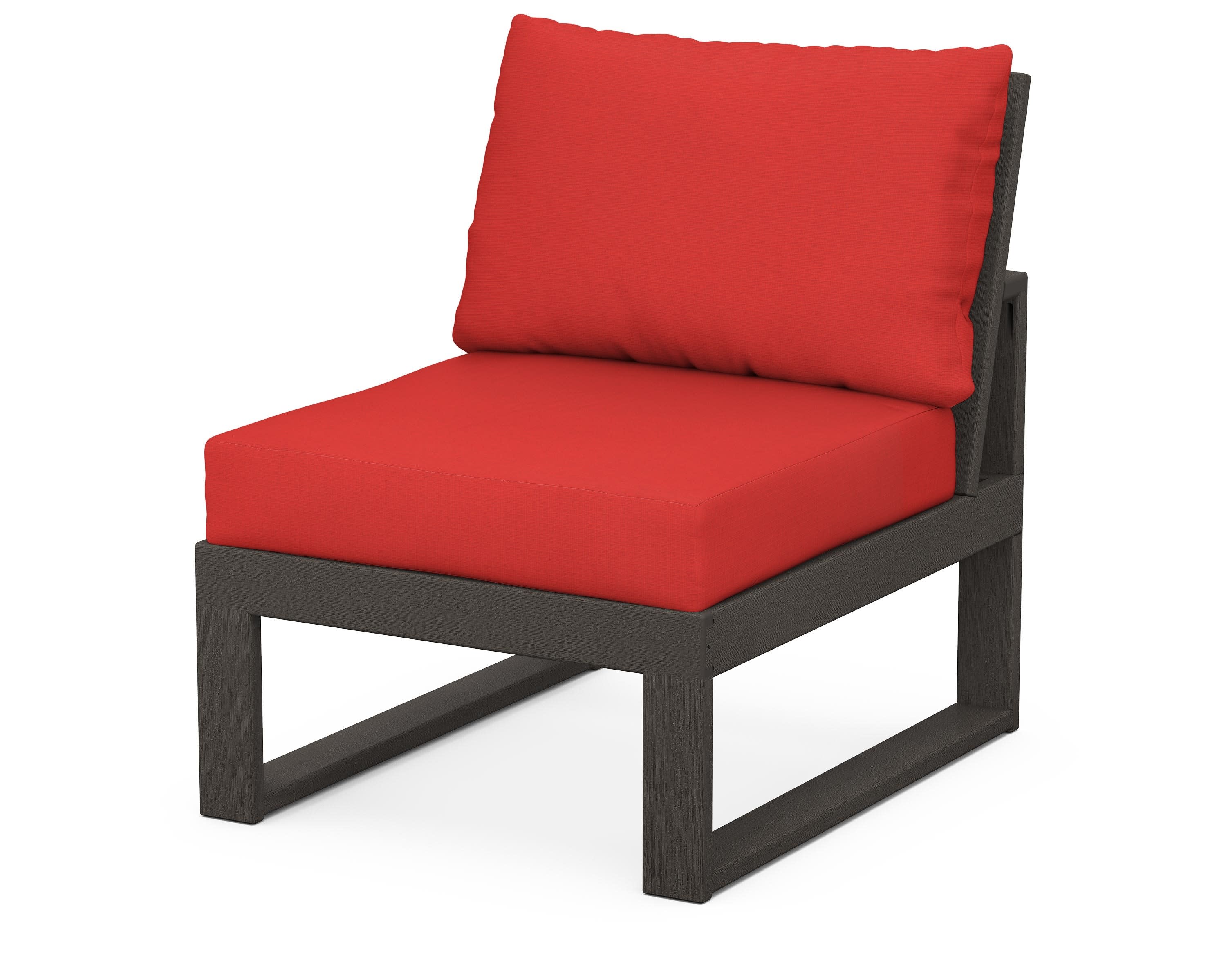 Modular Armless Chair in Vintage Coffee / Crimson Linen