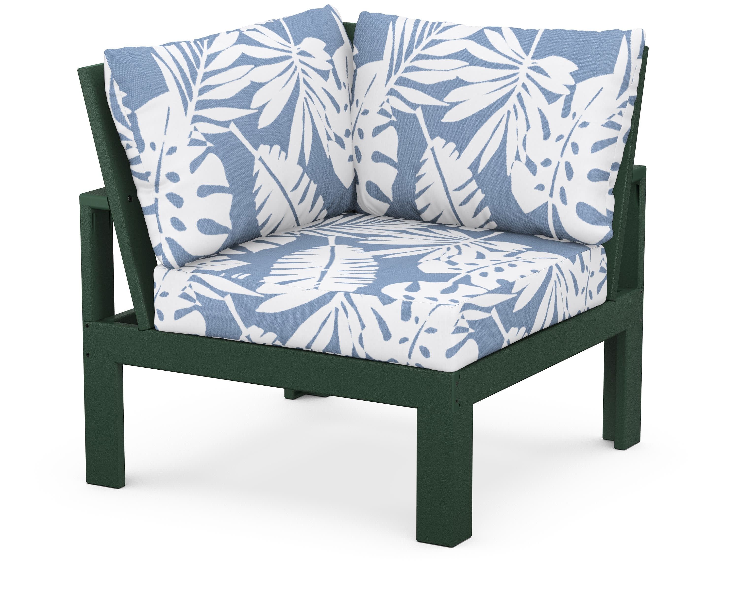 Modular Corner Chair in Green / Leaf Sky Blue