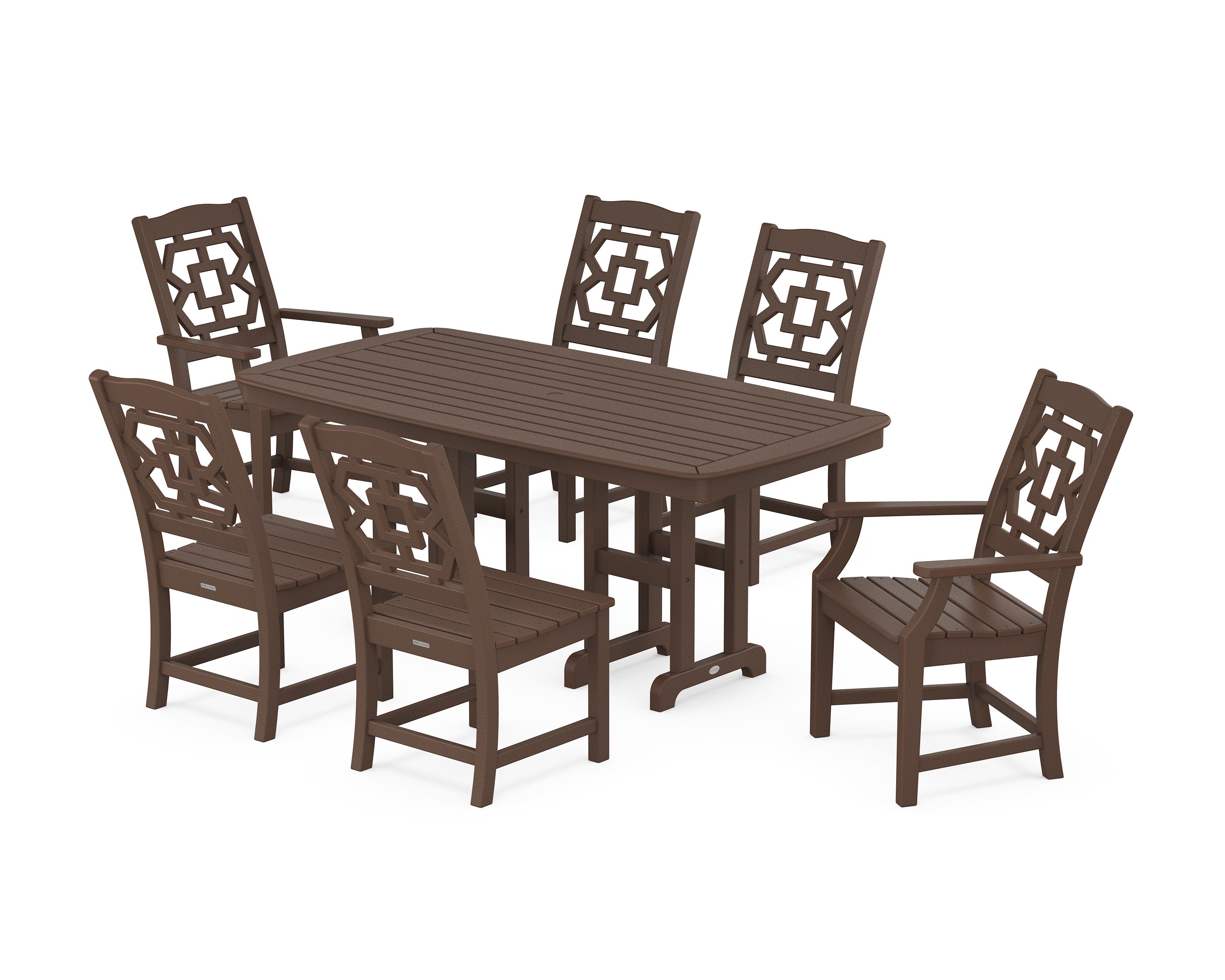 Chinoiserie 7-Piece Dining Set in Mahogany
