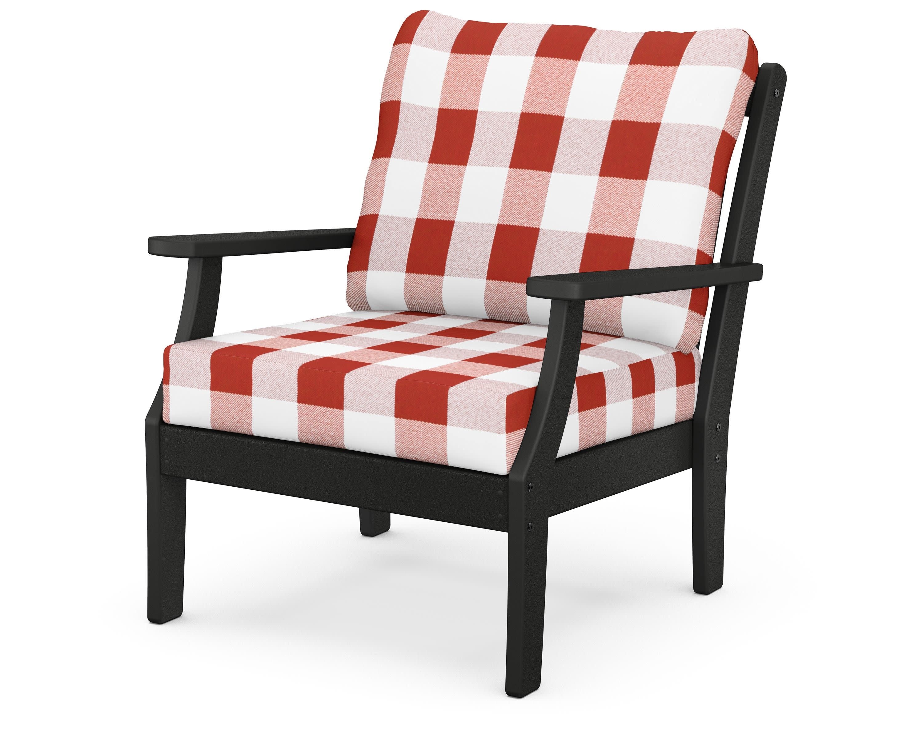 Braxton Deep Seating Chair in Black / Buffalo Plaid Crimson