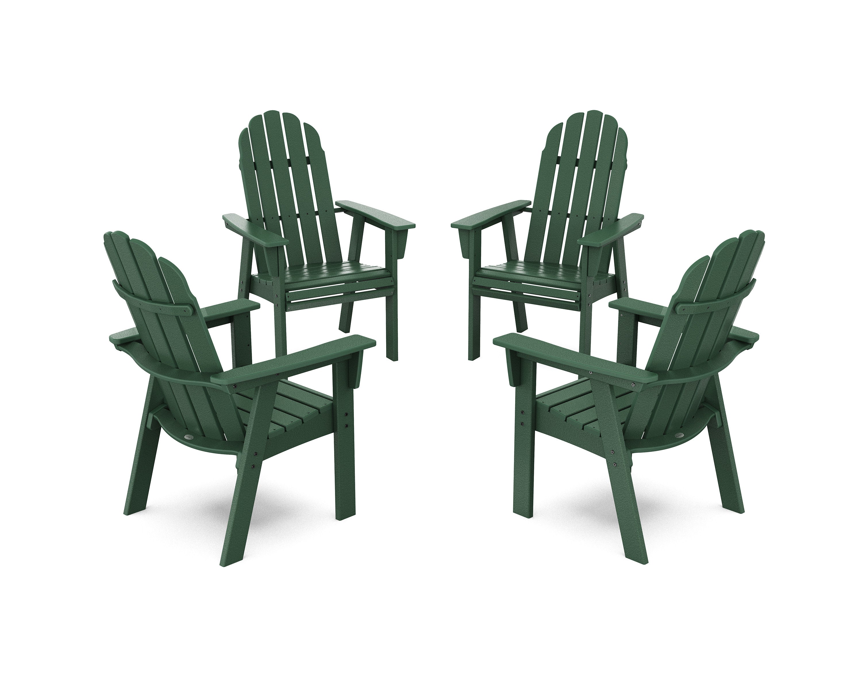 Vineyard 4-Piece Curveback Upright Adirondack Conversation Set in Green