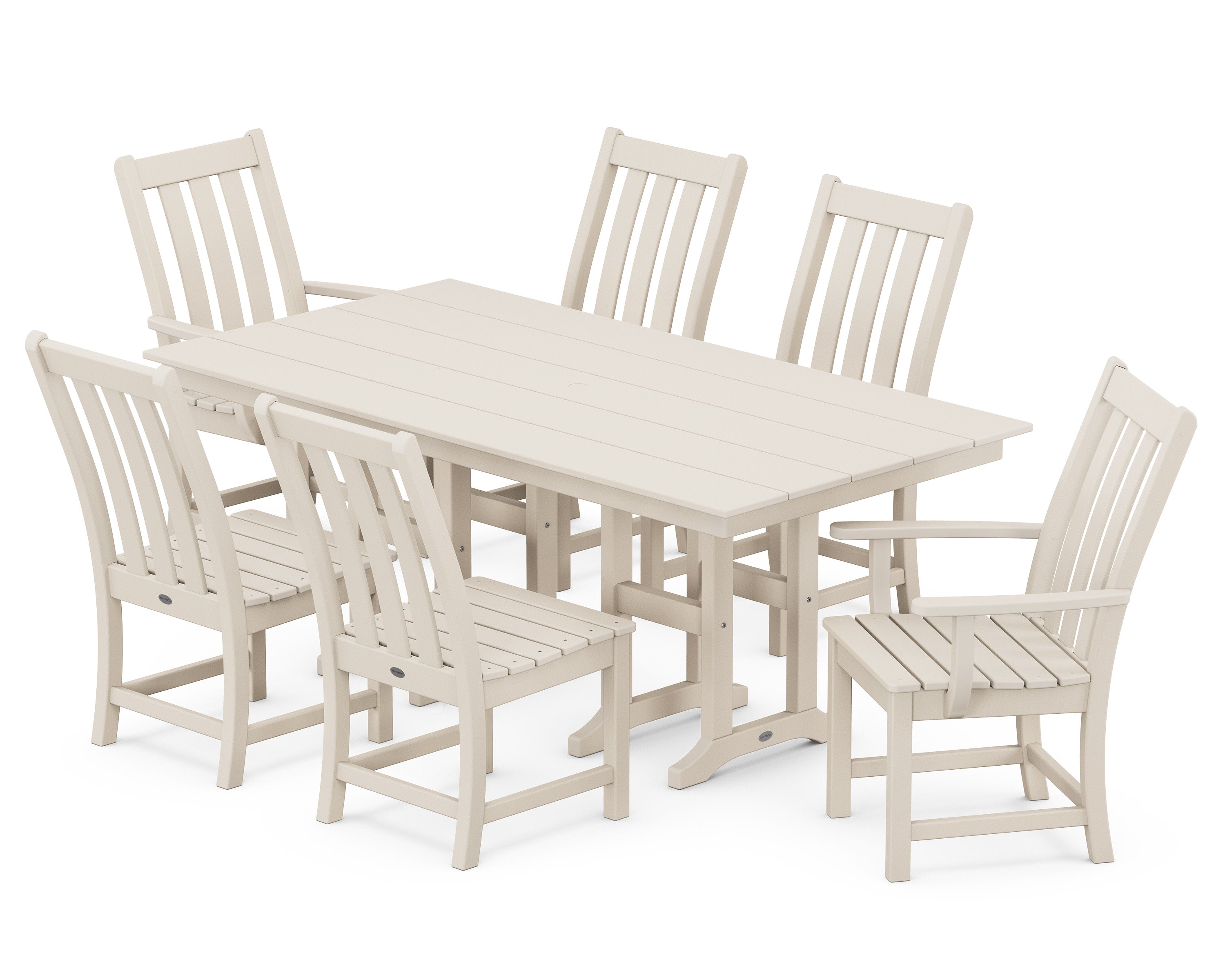 Vineyard 7-Piece Farmhouse Dining Set in Sand