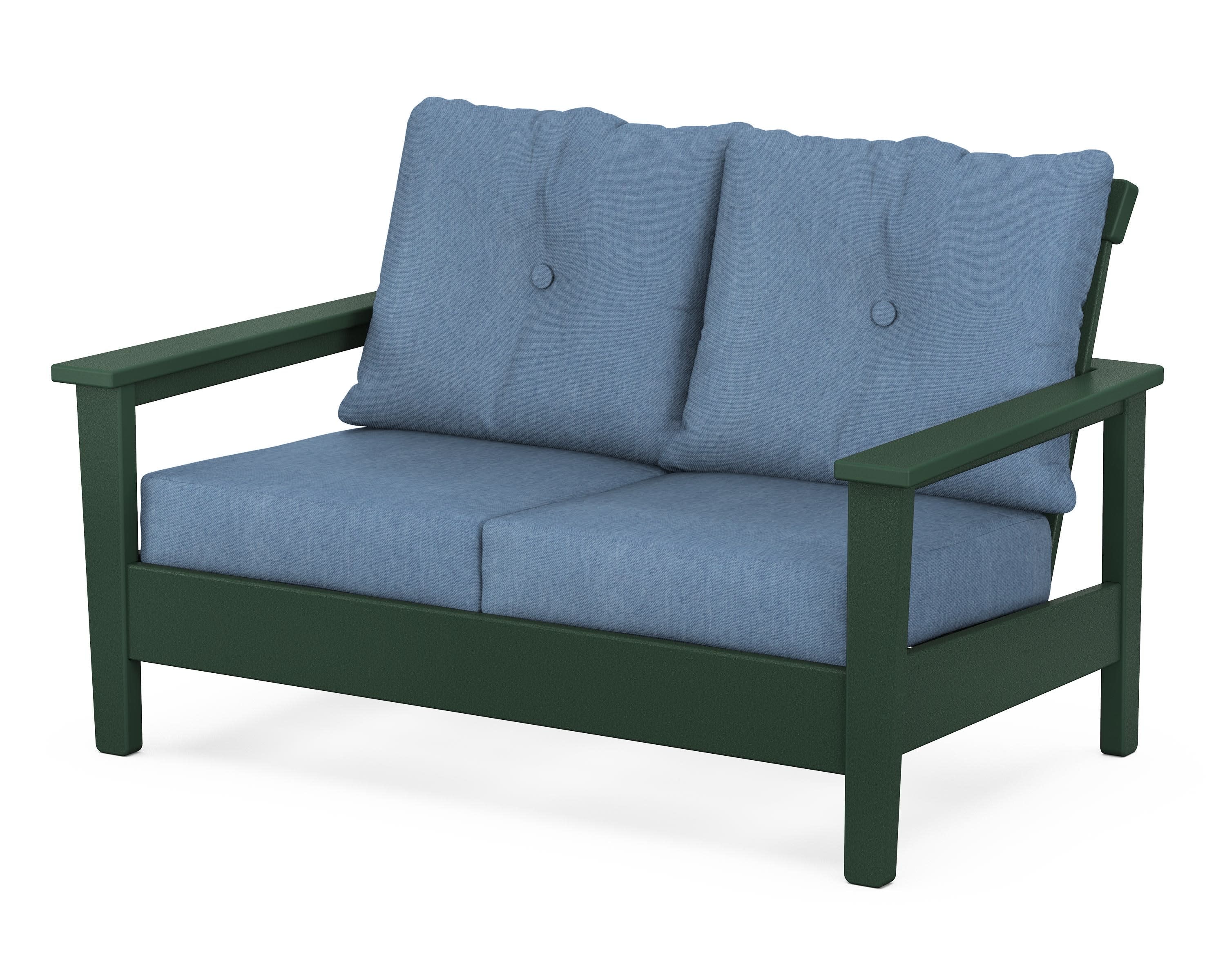 Prescott Deep Seating Loveseat in Green / Sky Blue