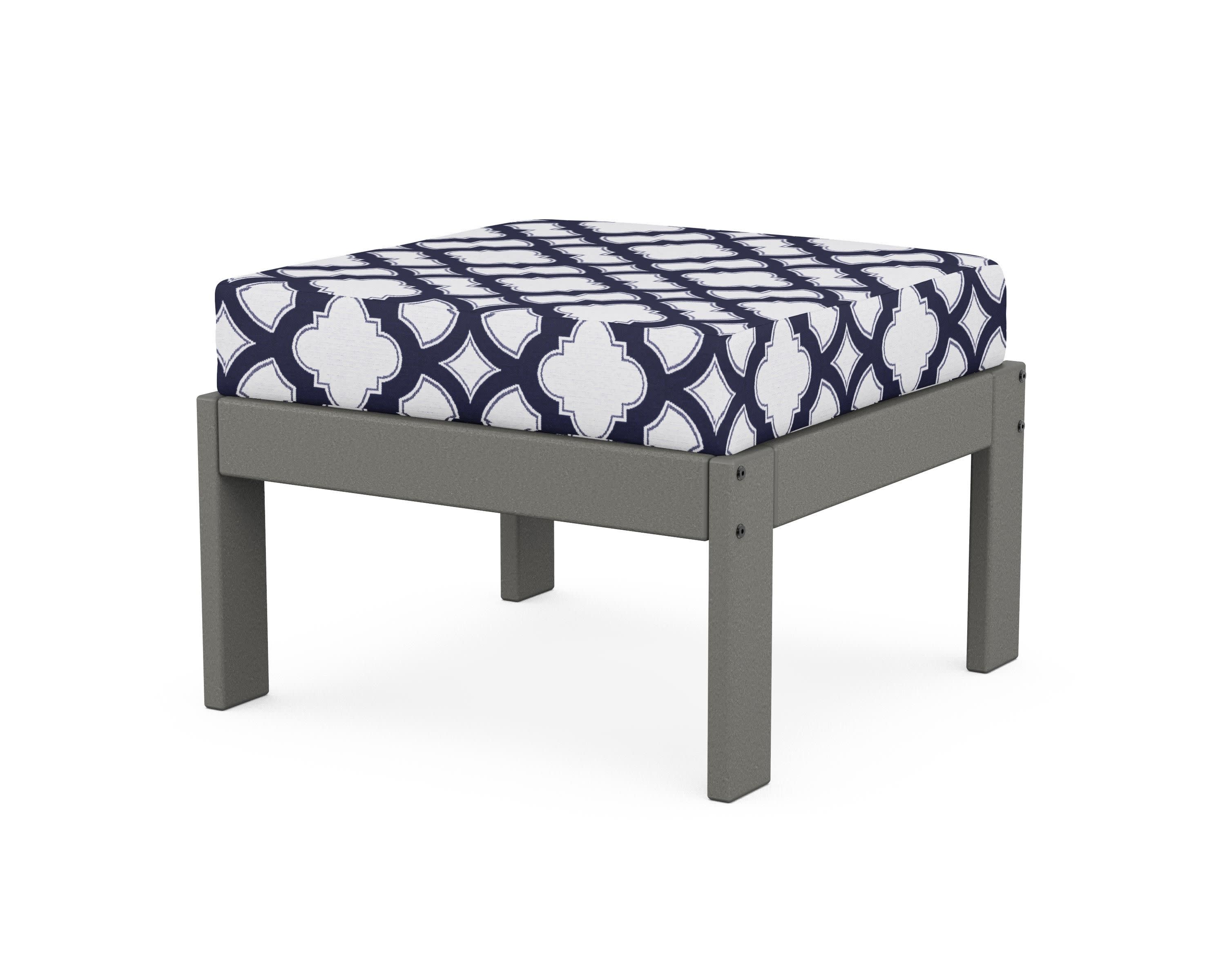Vineyard Modular Ottoman in Slate Grey / Trellis Navy