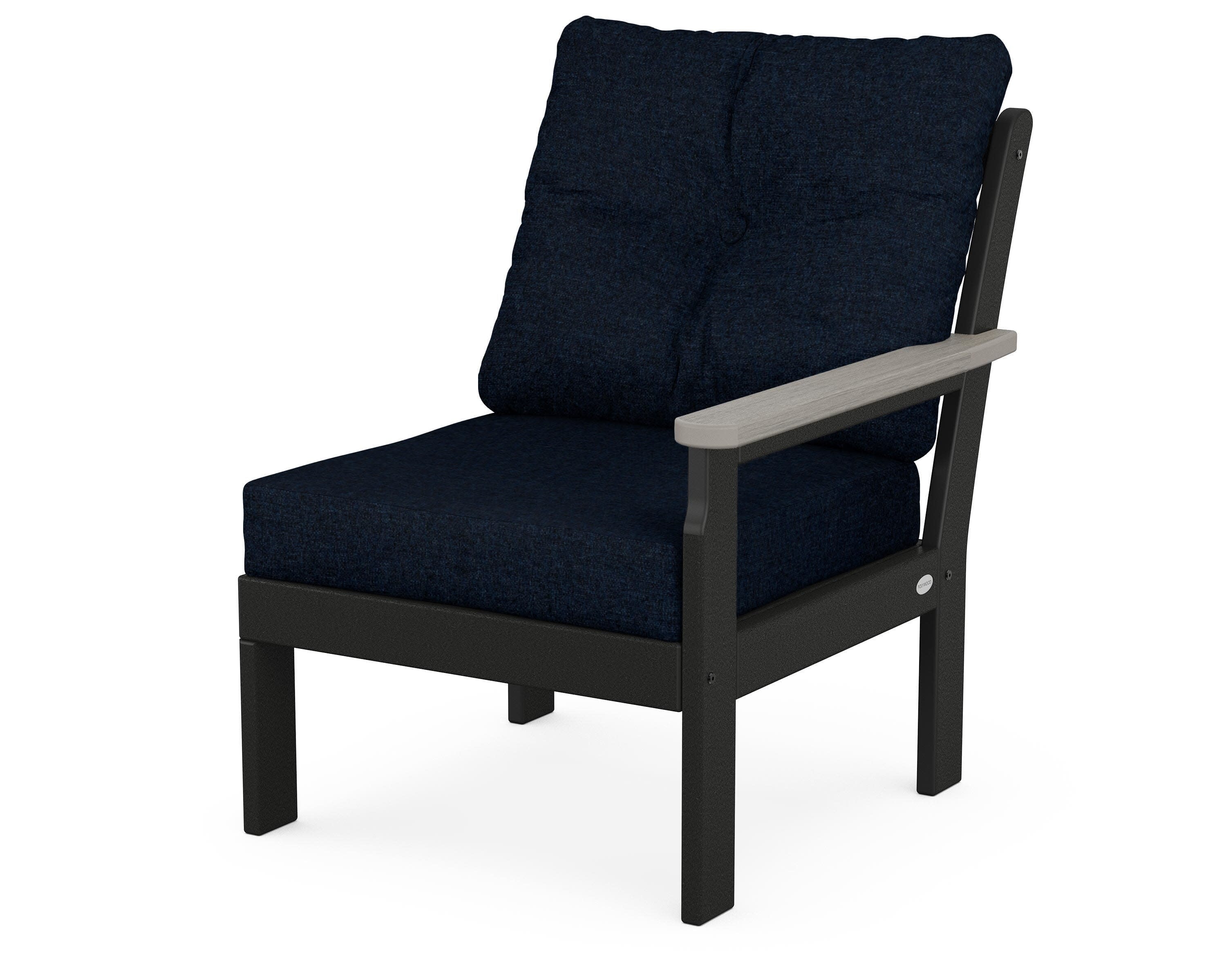 Vineyard Modular Right Arm Chair in Black / Driftwood / Marine Indigo