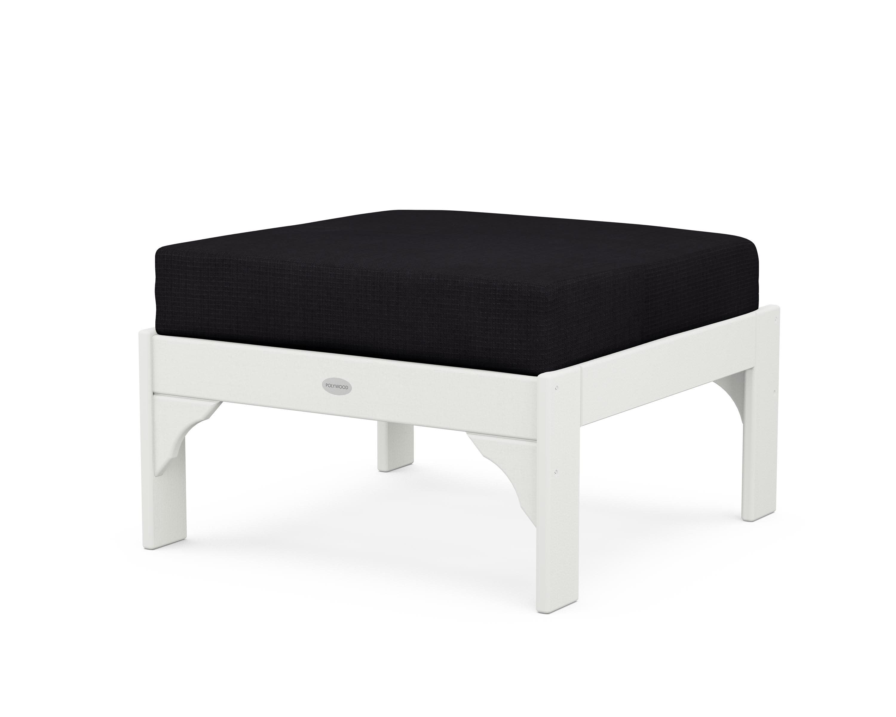 Vineyard Deep Seating Ottoman in Vintage White / Midnight Linen