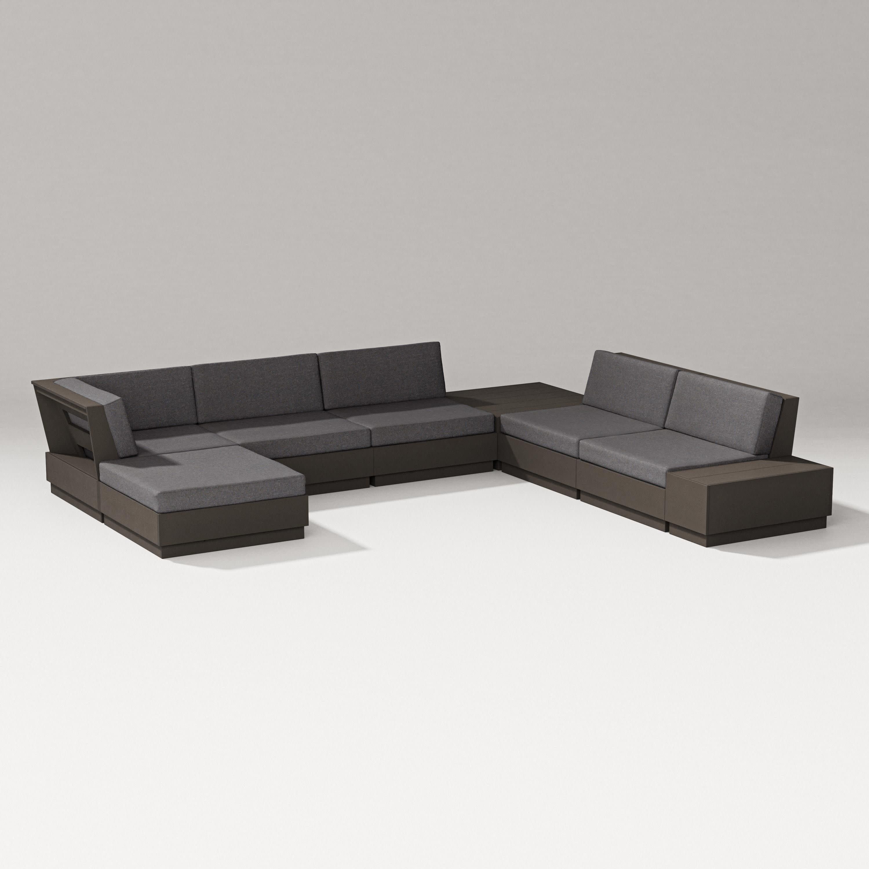 Elevate 8-Piece Corner Sectional in Vintage Coffee / Ash Charcoal