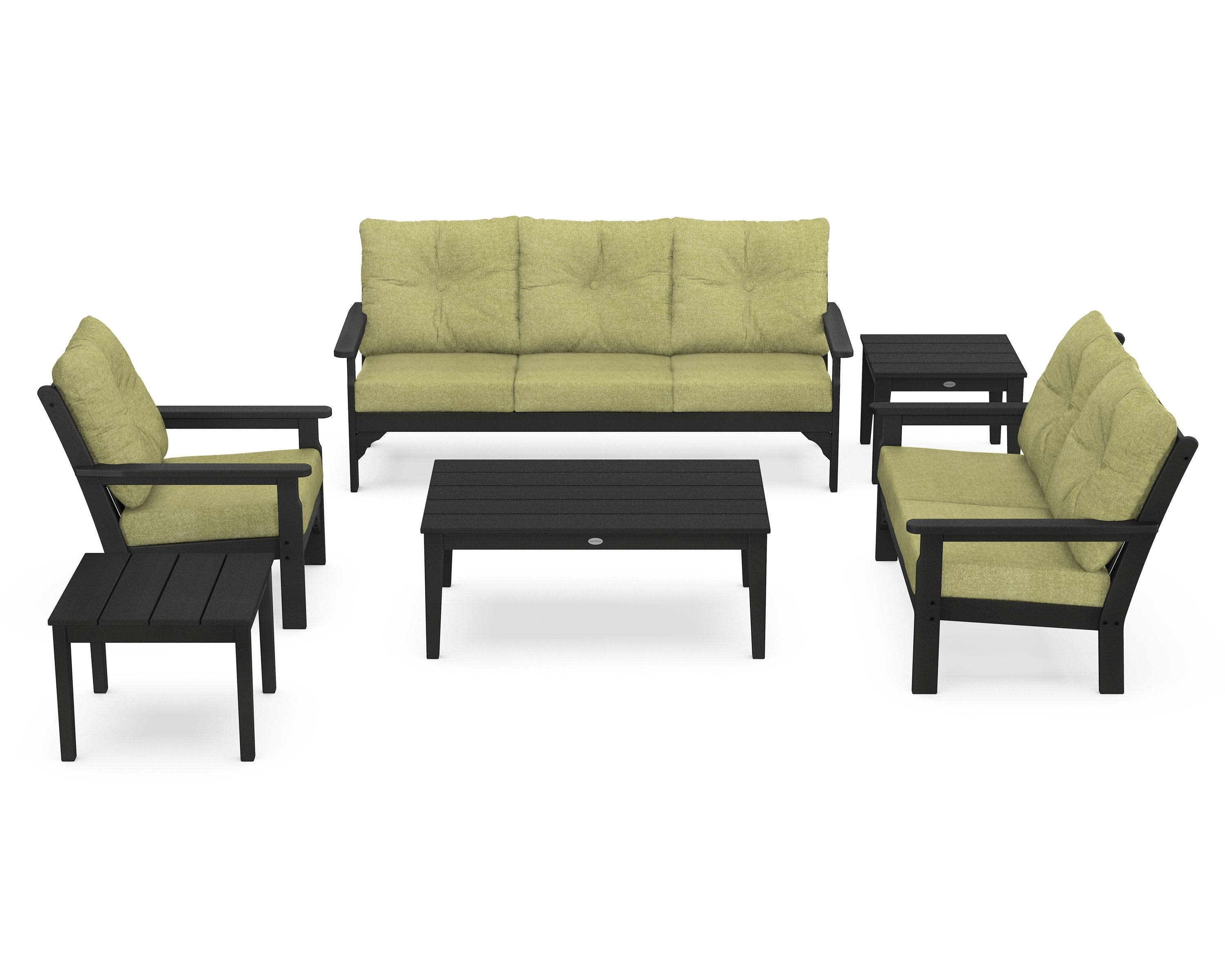 Vineyard 6-Piece Deep Seating Set in Green / Chartreuse Boucle