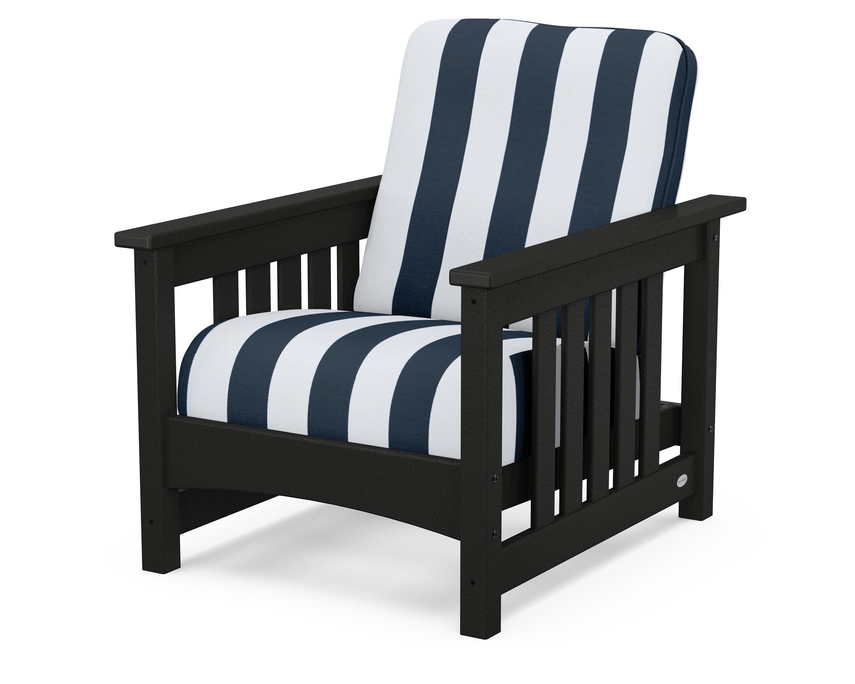 Club Mission Chair in Black / Cabana Stripe Marine Indigo