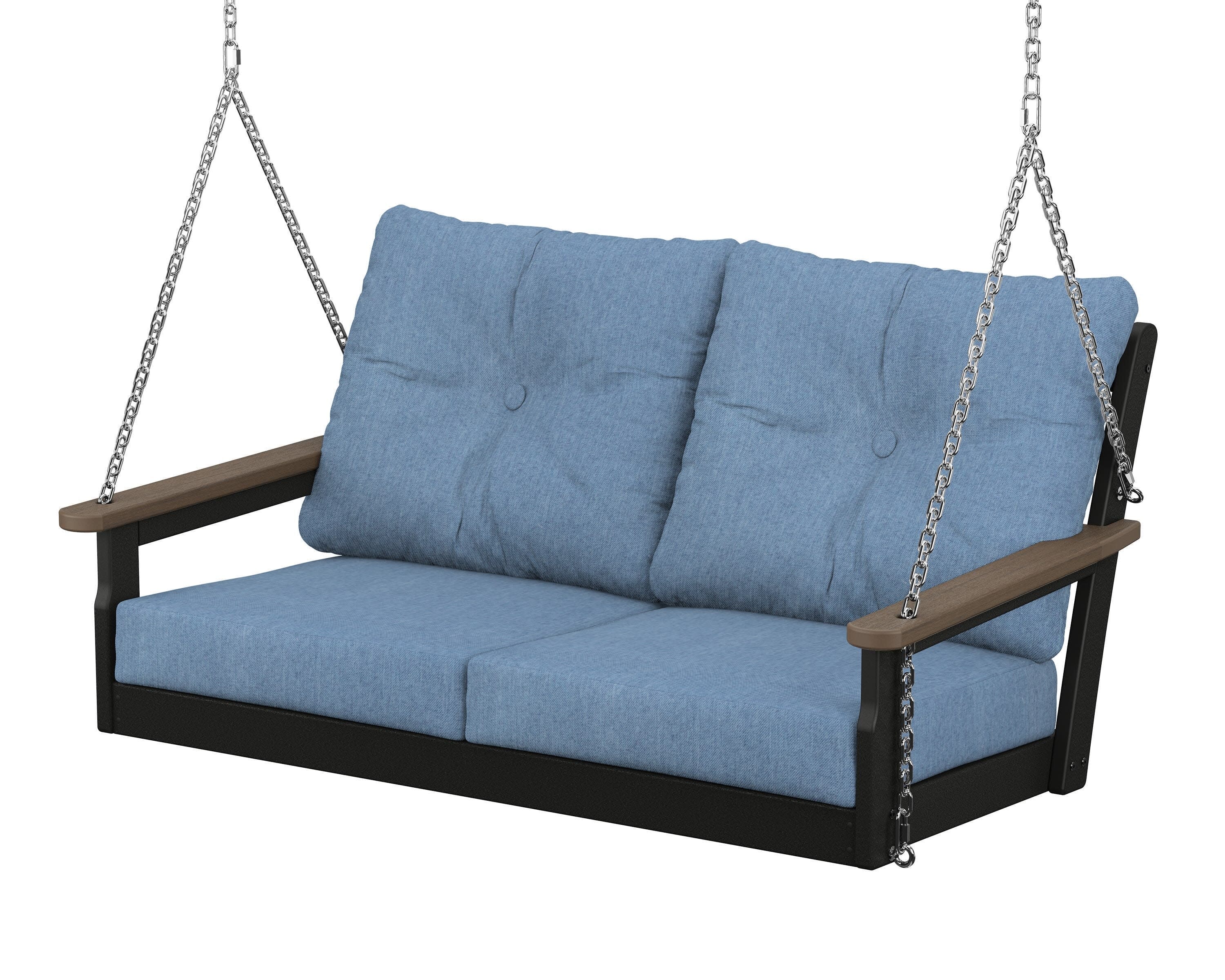Vineyard Deep Seating Swing in Black / Kona / Sky Blue