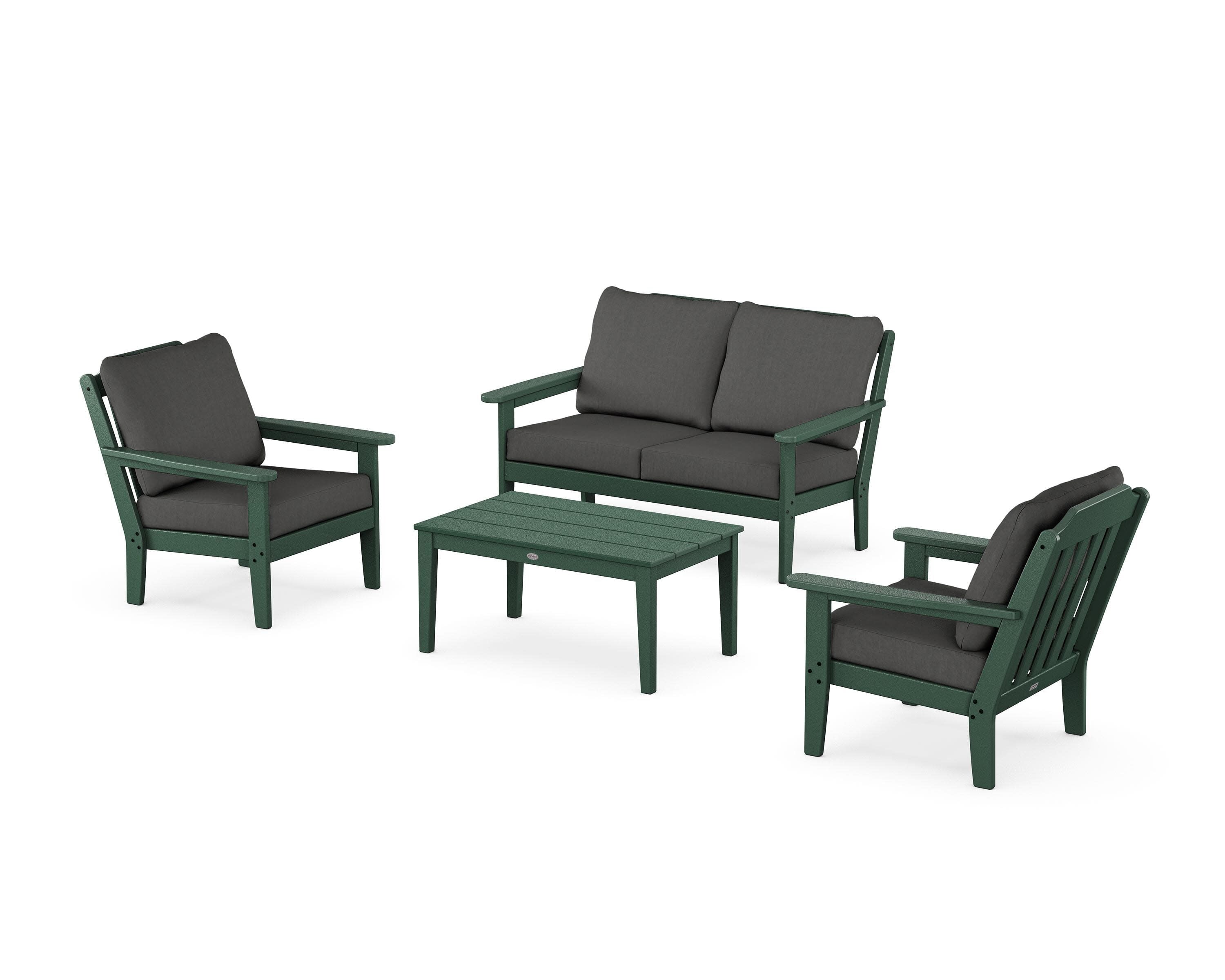 Cottage 4-Piece Deep Seating Set with Loveseat in Green / Spectrum Carbon