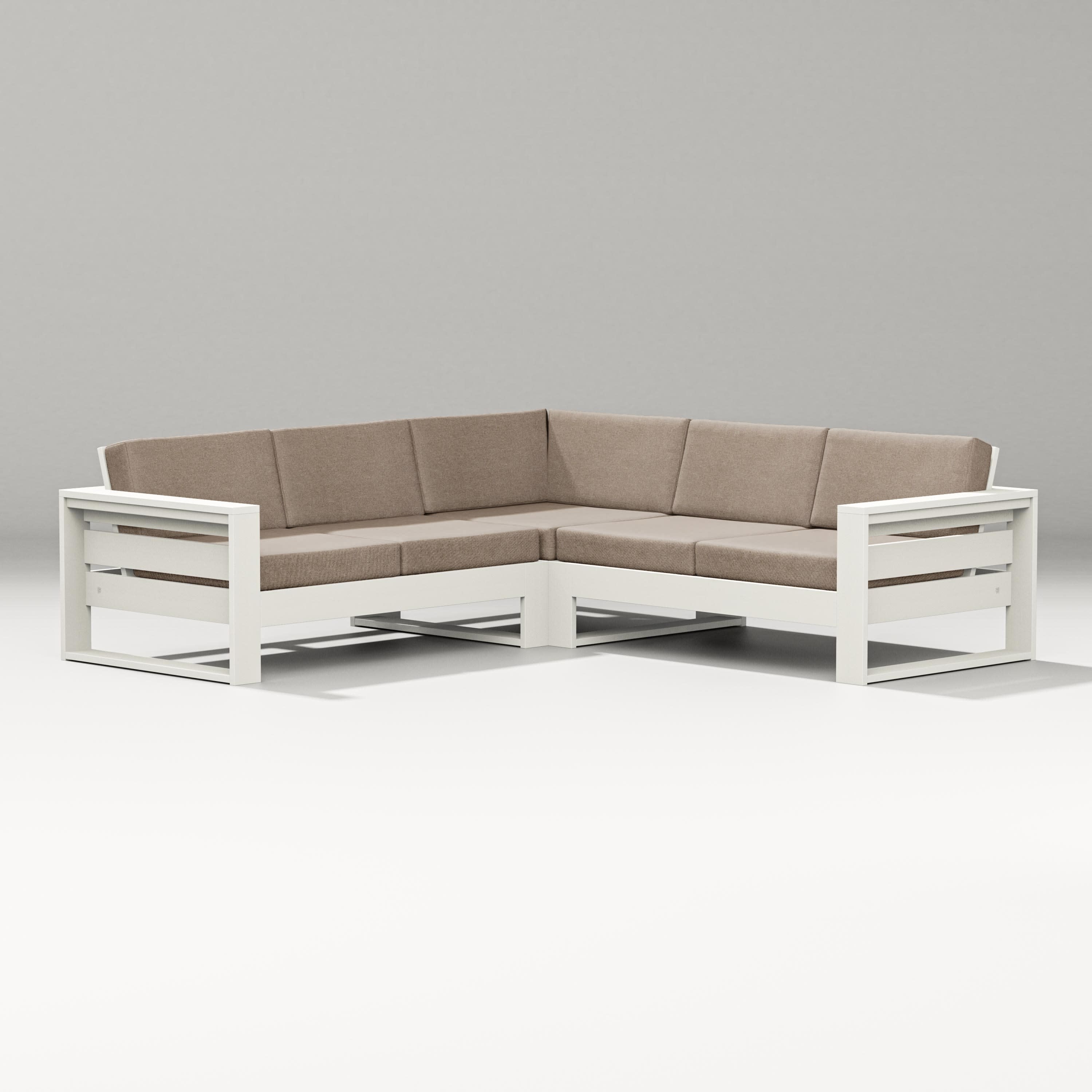 Latitude Corner Sectional in Vintage White / Spiced Burlap