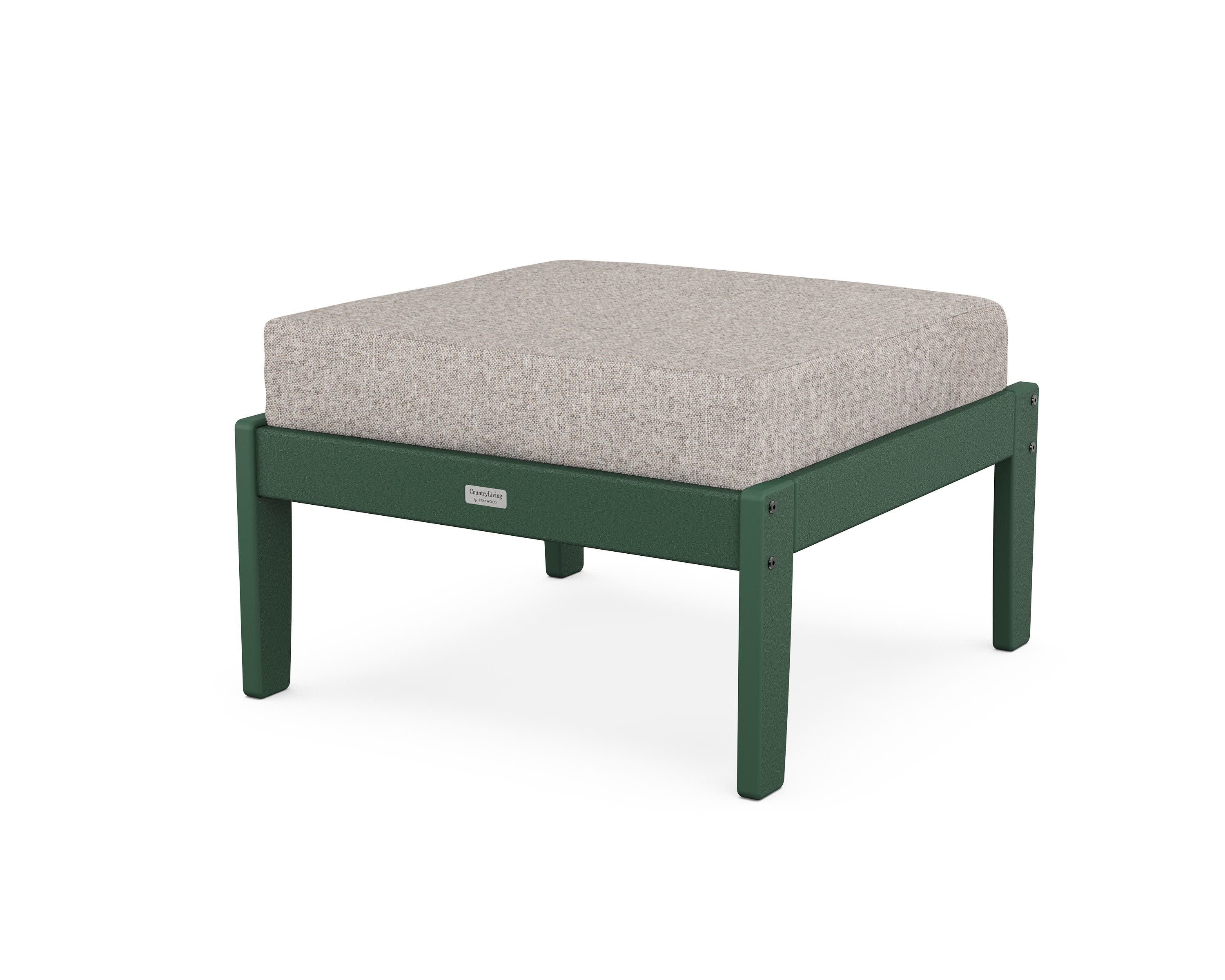 Cottage Deep Seating Ottoman in Green / Weathered Tweed