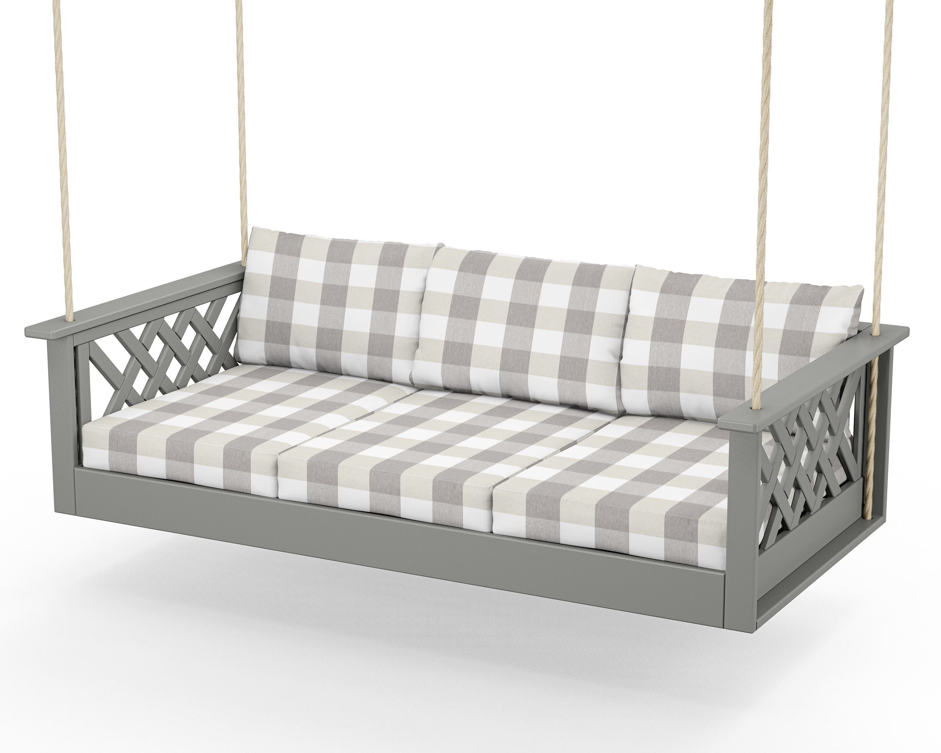 Wovendale Daybed Swing in Slate Grey / Buffalo Plaid Grey Mist