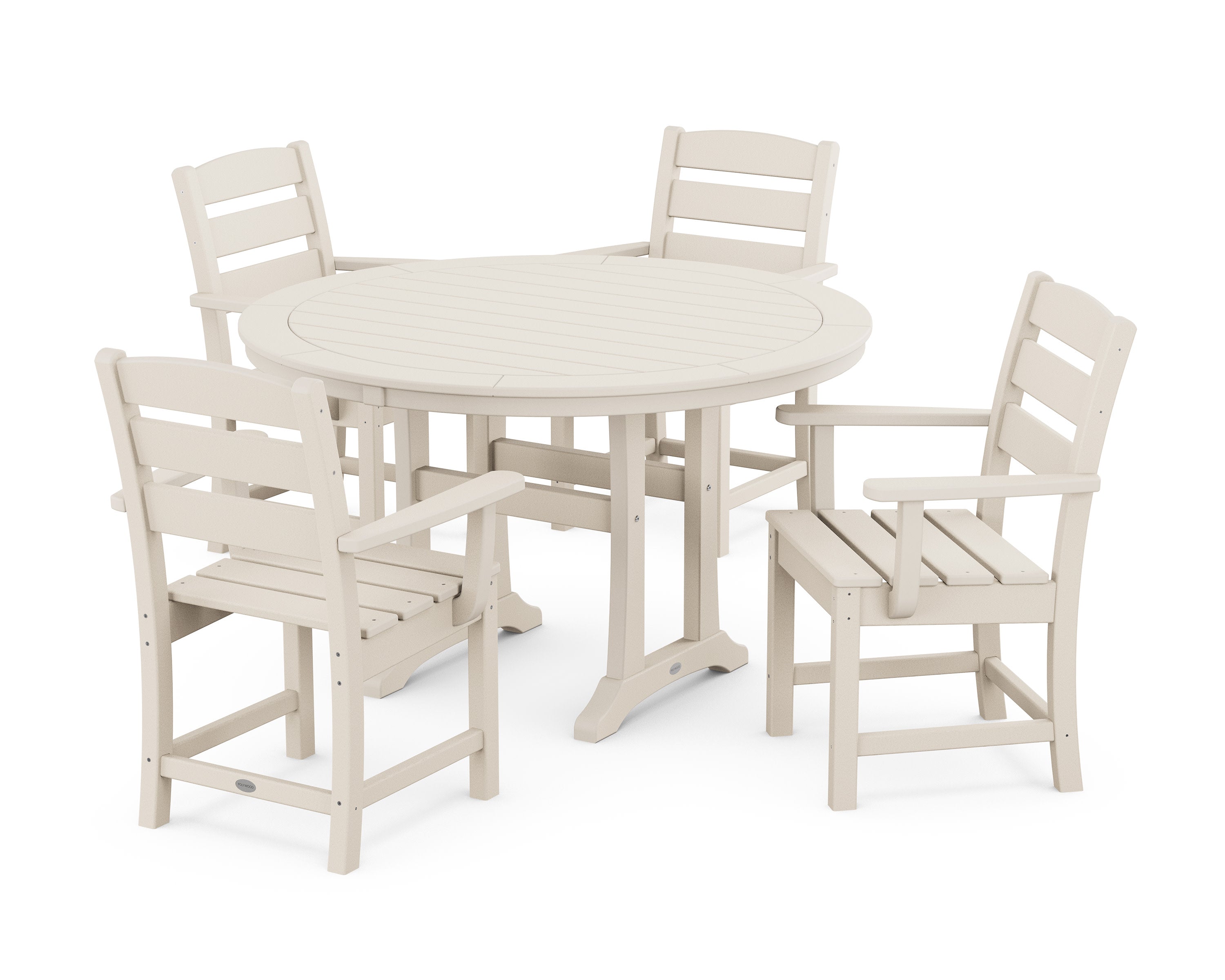 Lakeside 5-Piece Round Dining Set with Trestle Legs in Sand