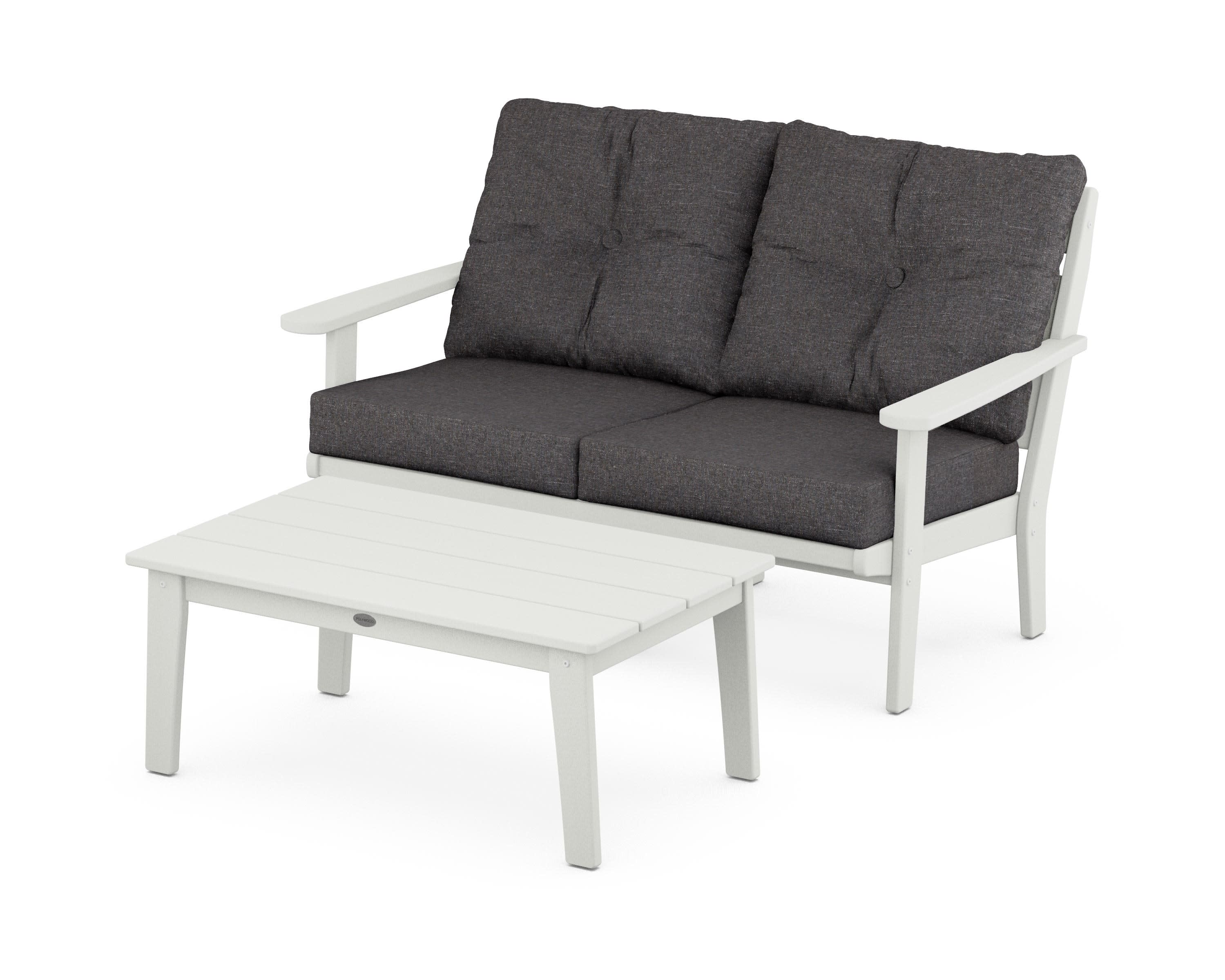 Lakeside 2-Piece Lounge Loveseat Set in Vintage White / Ash Charcoal