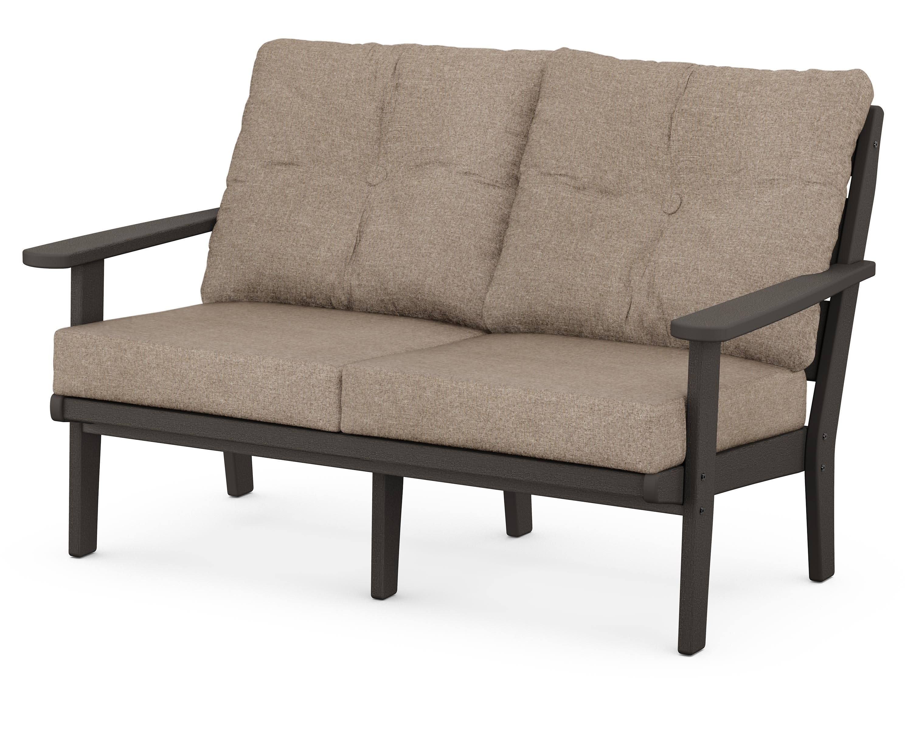 Lakeside Deep Seating Loveseat in Vintage Coffee / Spiced Burlap
