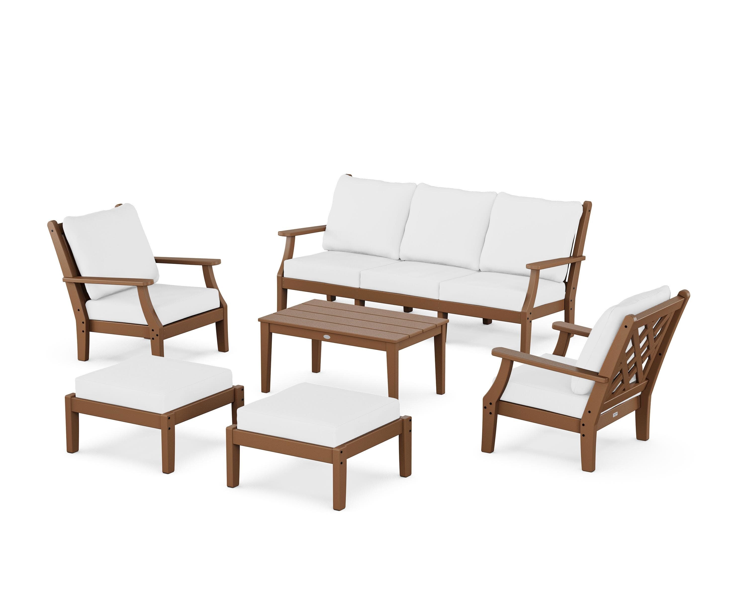 Wovendale 6-Piece Lounge Sofa Set in Teak / Natural