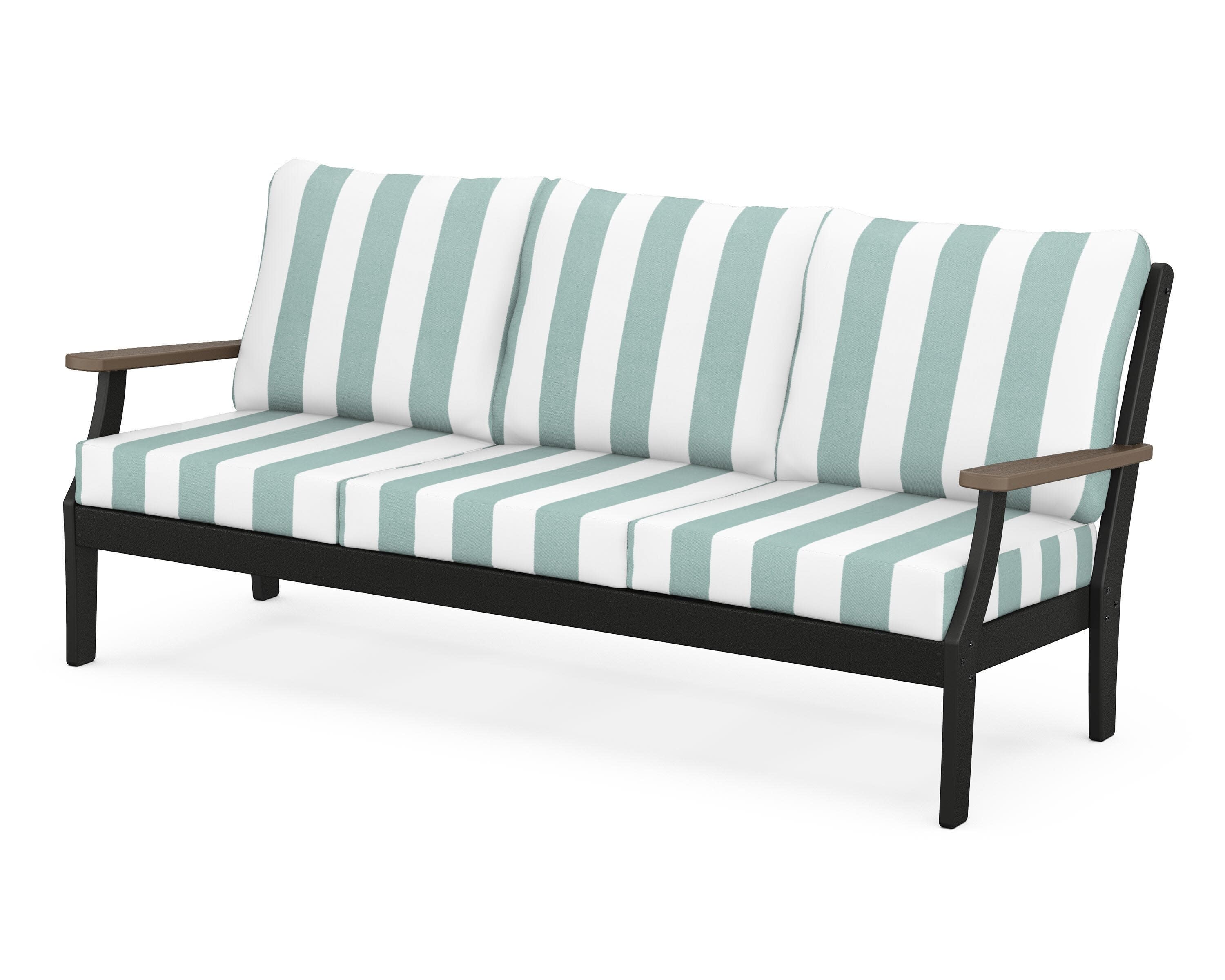 Braxton Deep Seating Sofa in Black / Kona / Cabana Stripe Glacier Spa