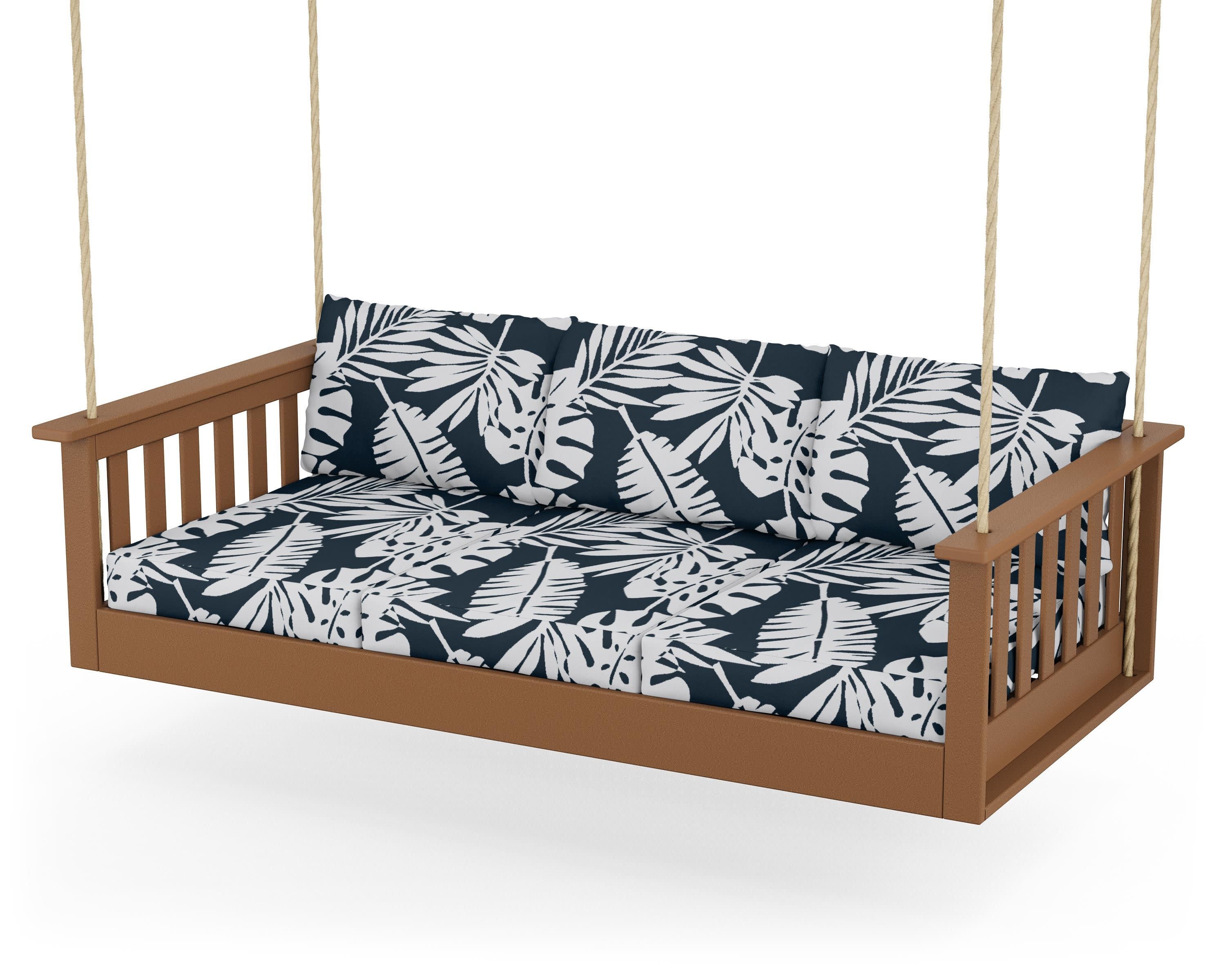 Vineyard Daybed Swing in Teak / Leaf Marine Indigo
