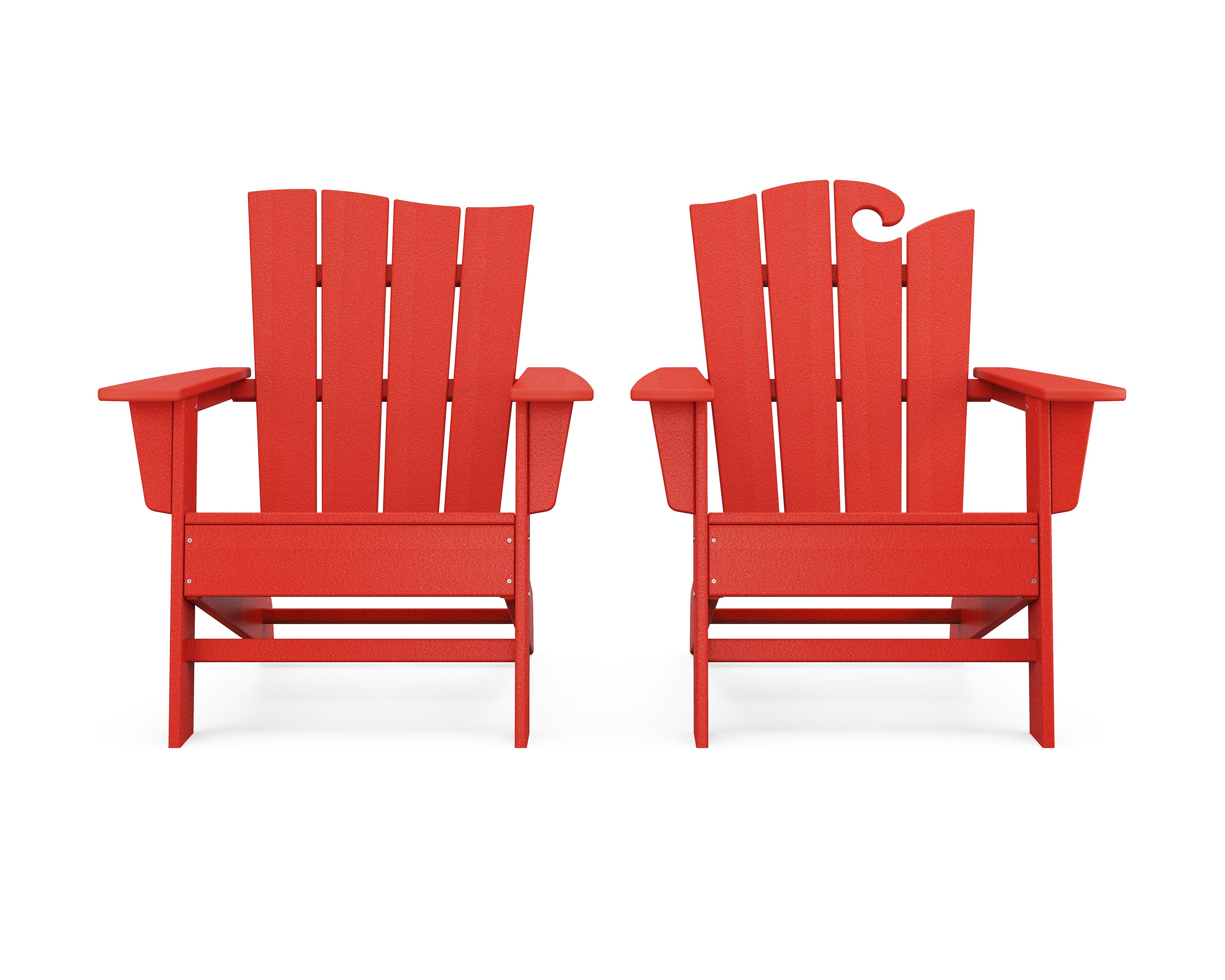 Wave 2-Piece Adirondack Set with The Wave Chair Left in Sunset Red