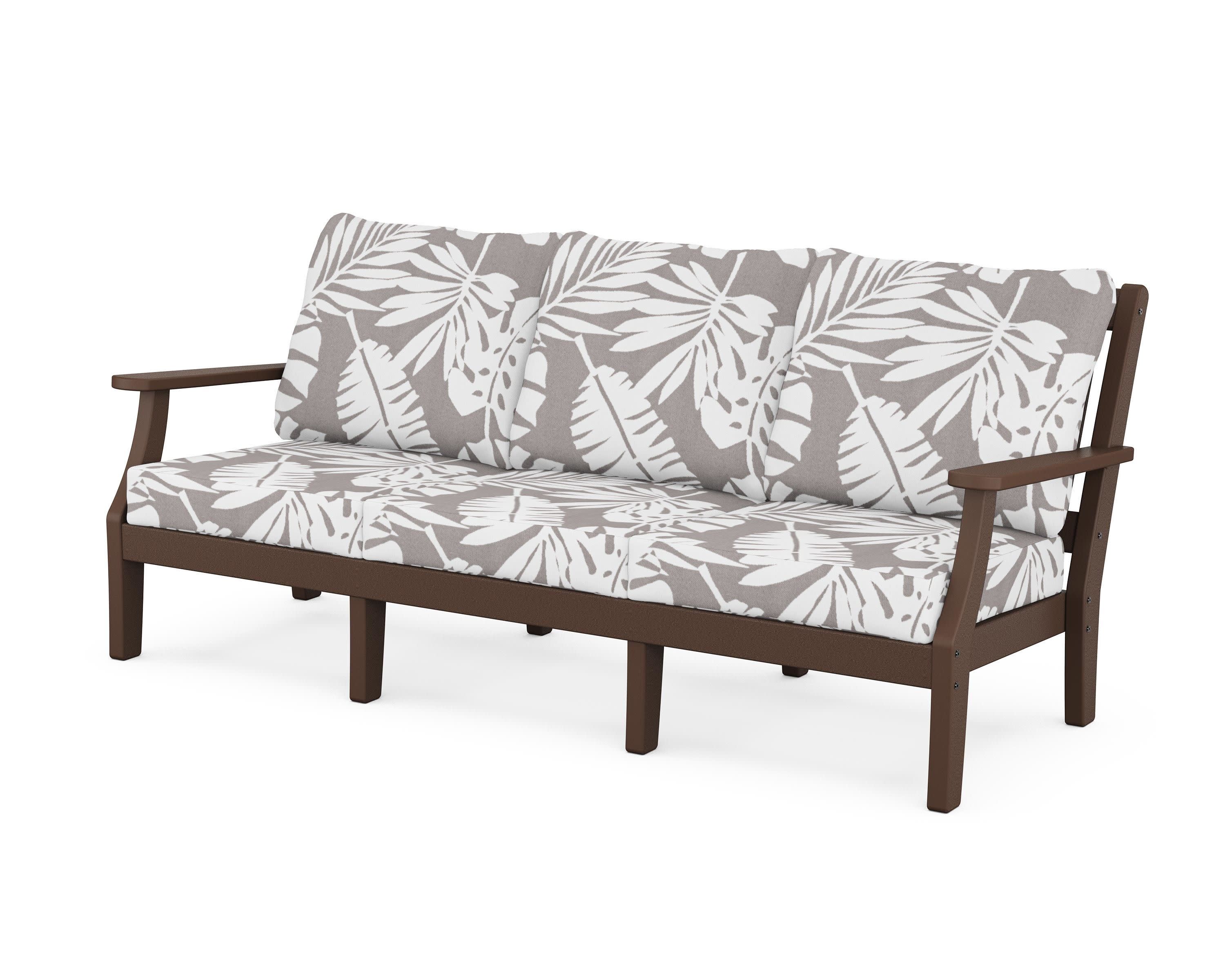 Chinoiserie Deep Seating Sofa in Mahogany / Leaf Grey Mist