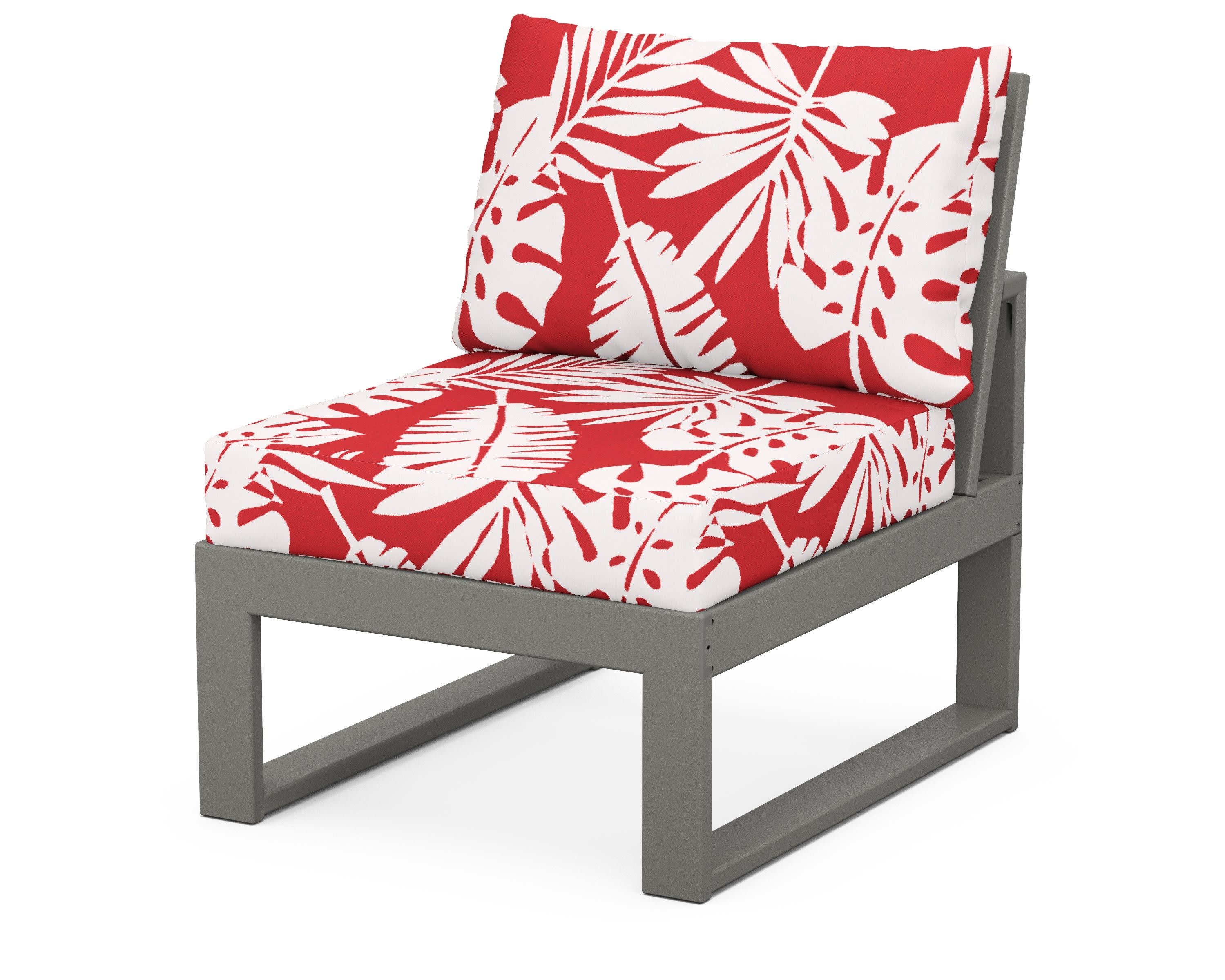 Modular Armless Chair in Slate Grey / Leaf Crimson