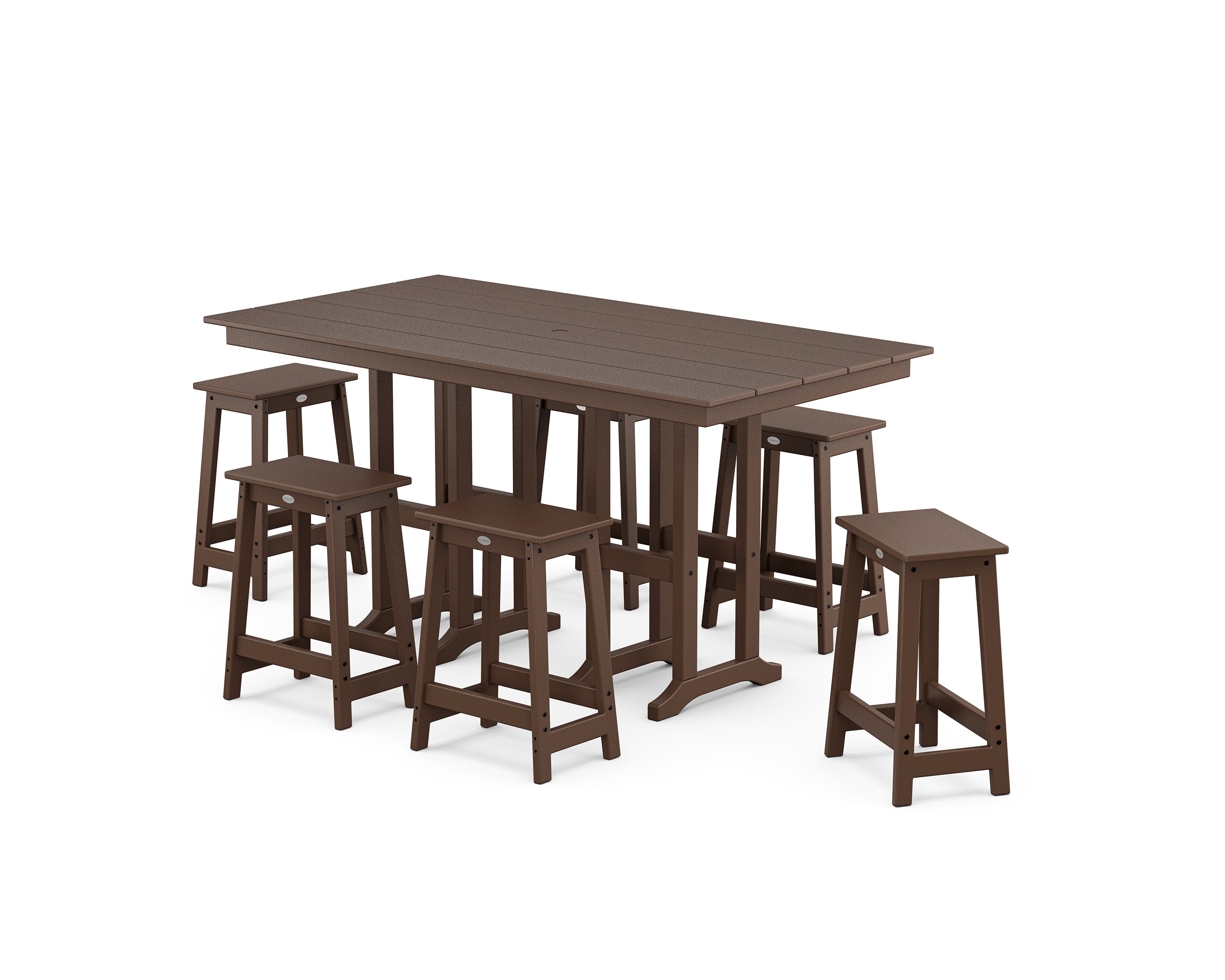 Modern Studio Counter Stool 7-Piece Set in Mahogany