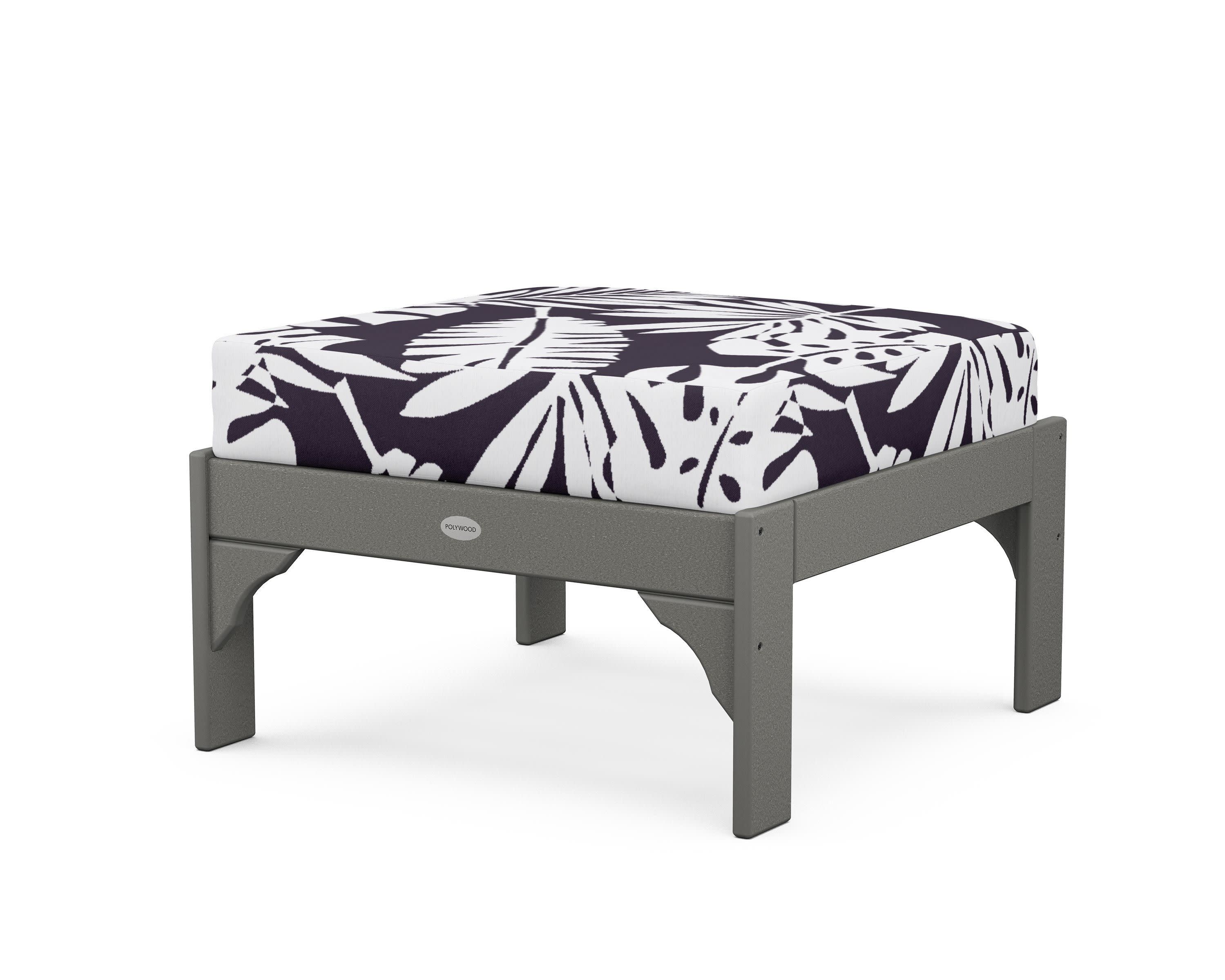 Vineyard Deep Seating Ottoman in Slate Grey / Leaf Navy