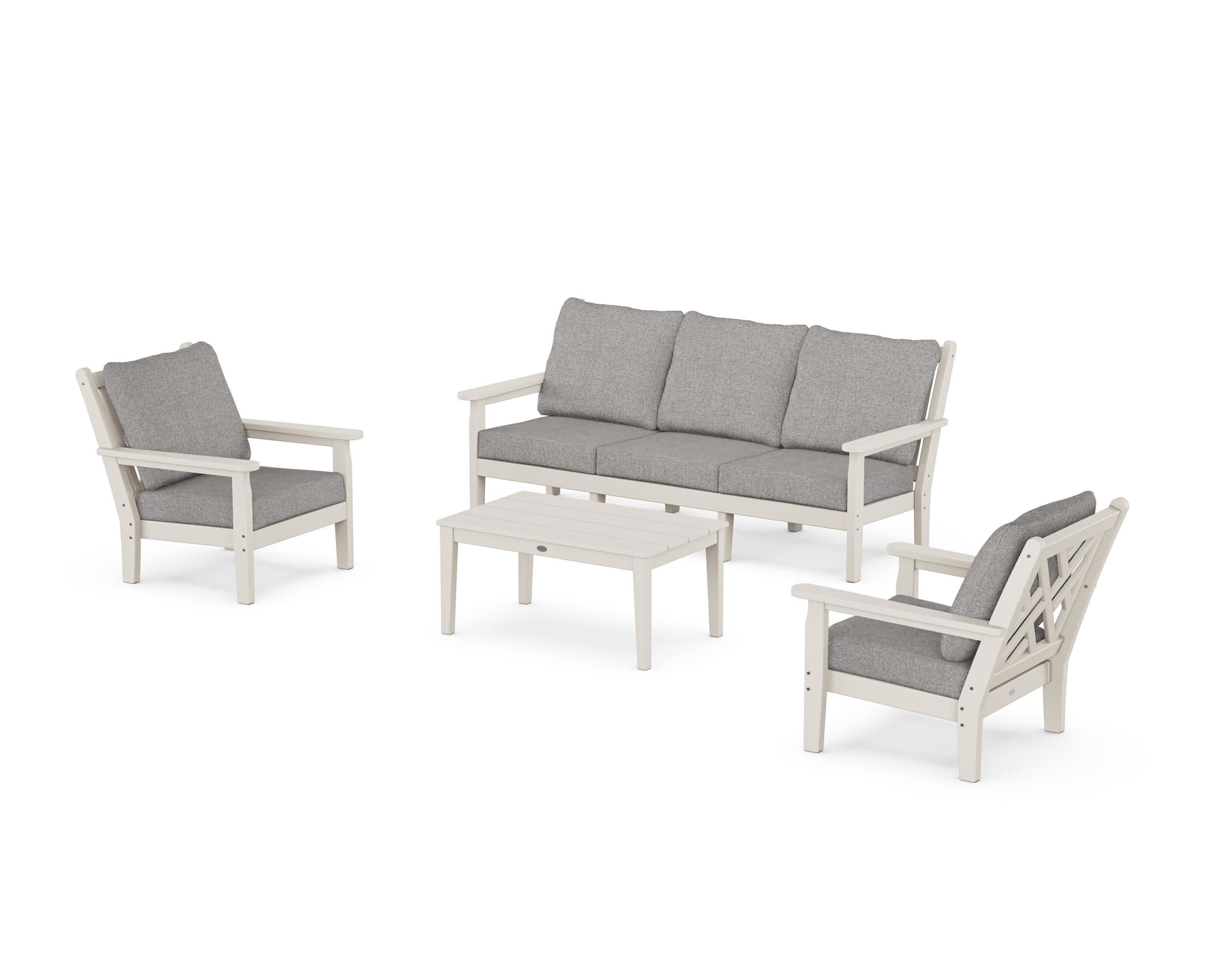 Chippendale 4-Piece Deep Seating Set with Sofa in Sand / Grey Mist
