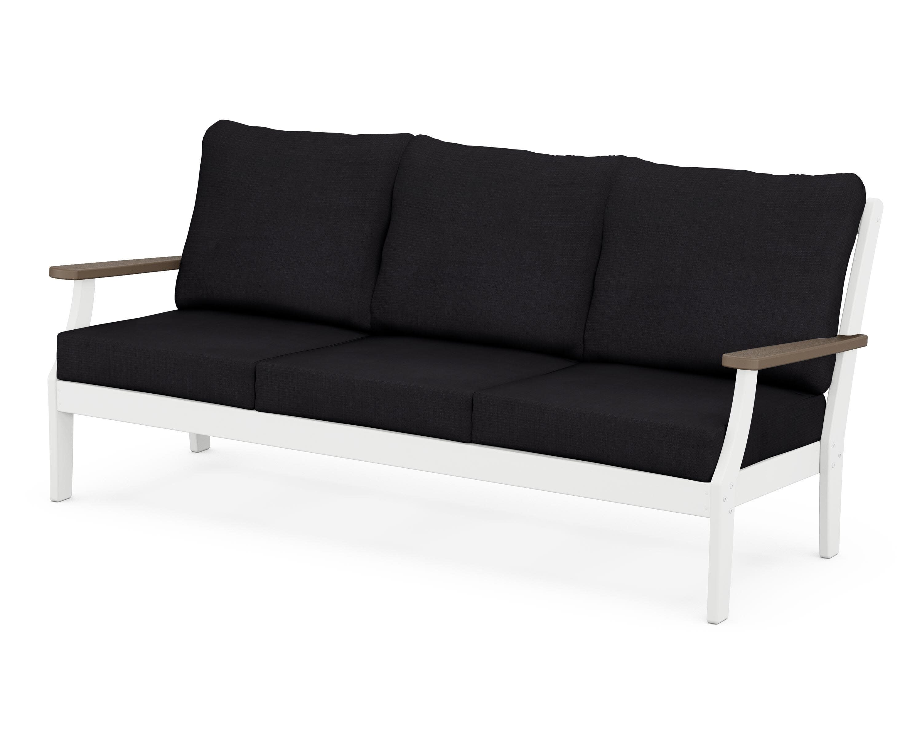 Braxton Deep Seating Sofa in White / Kona / Midnight Linen
