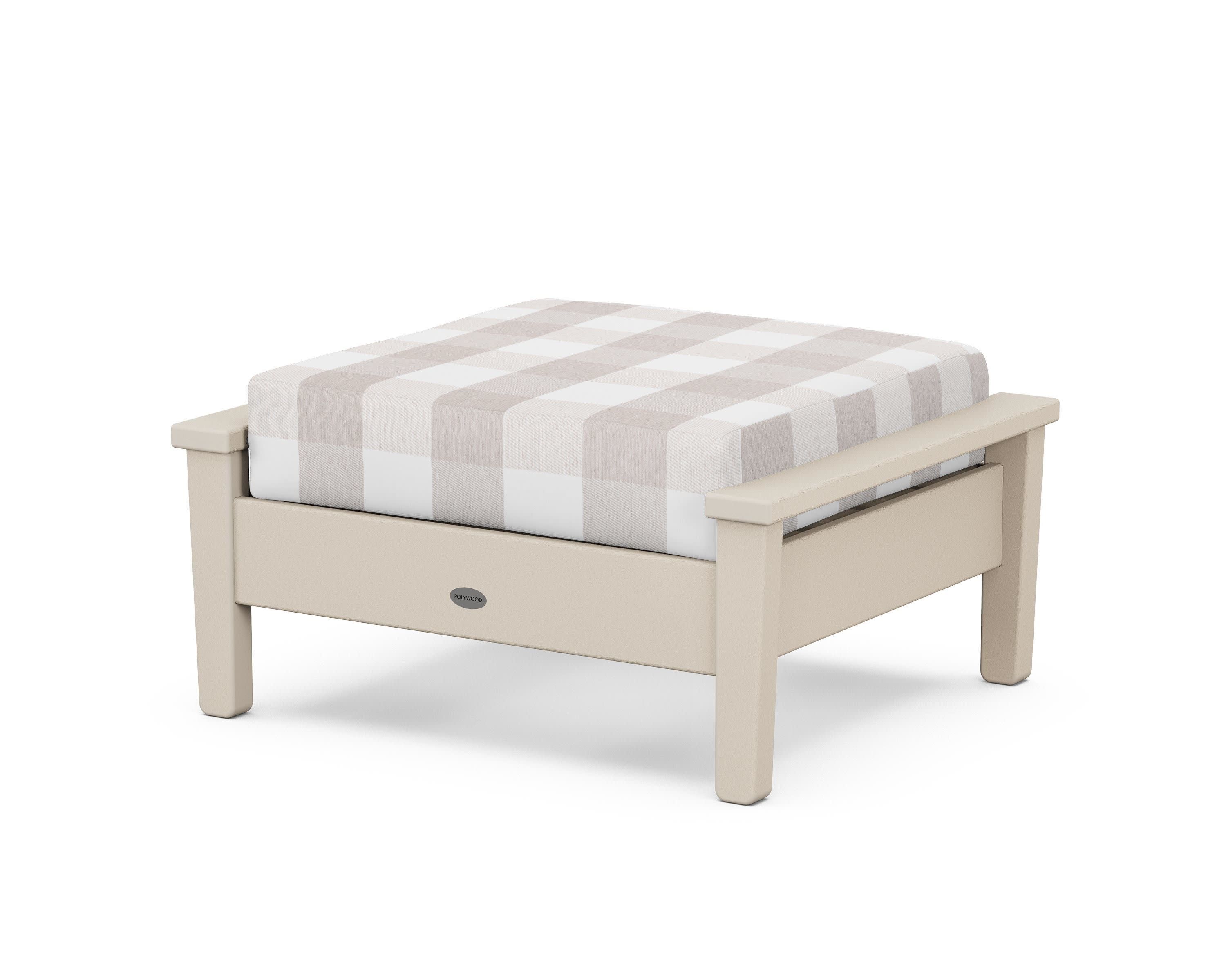 Prescott Deep Seating Ottoman in Sand / Buffalo Plaid Dune Burlap