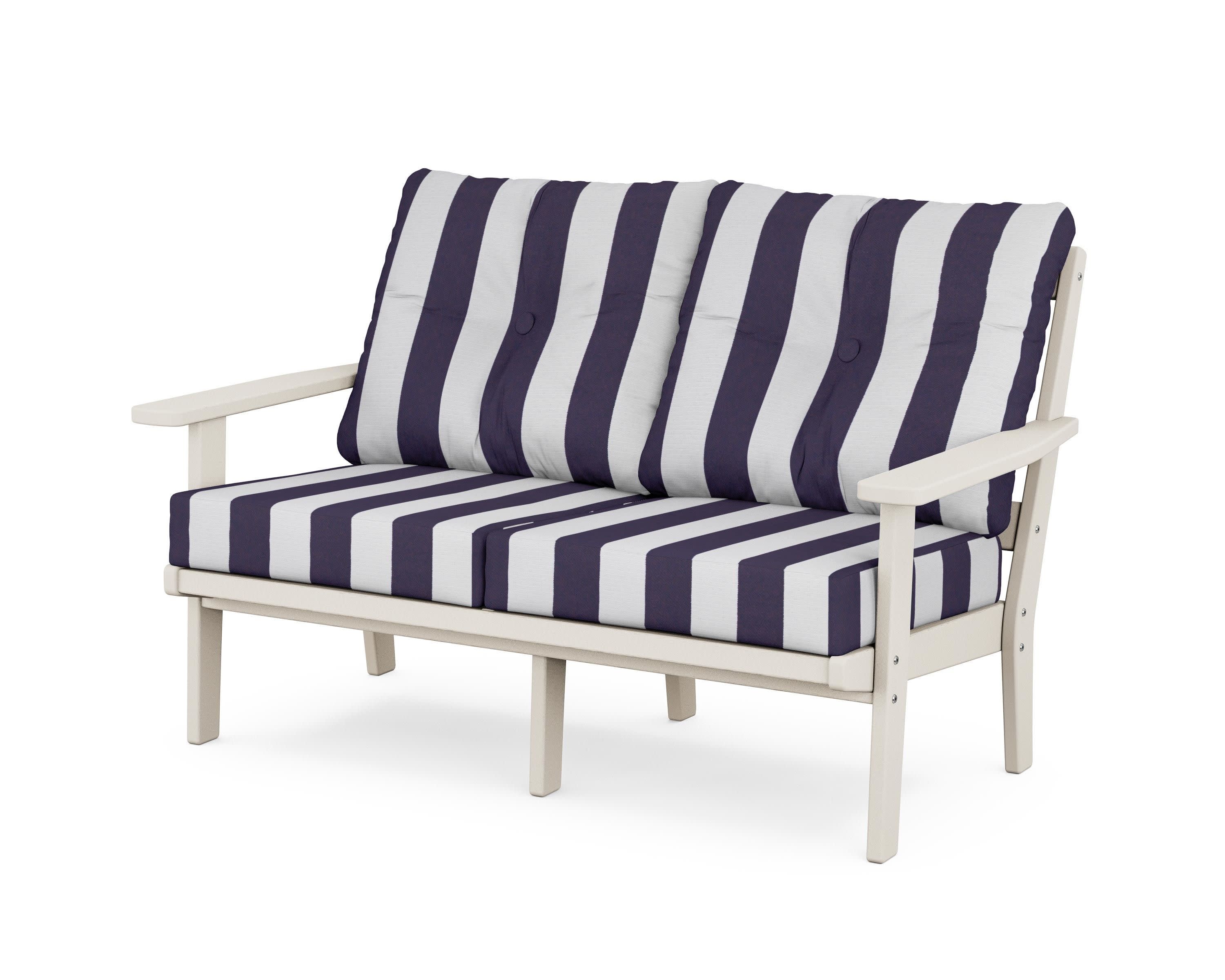 Prairie Deep SeatingLoveseat in Sand / Cabana Stripe Navy